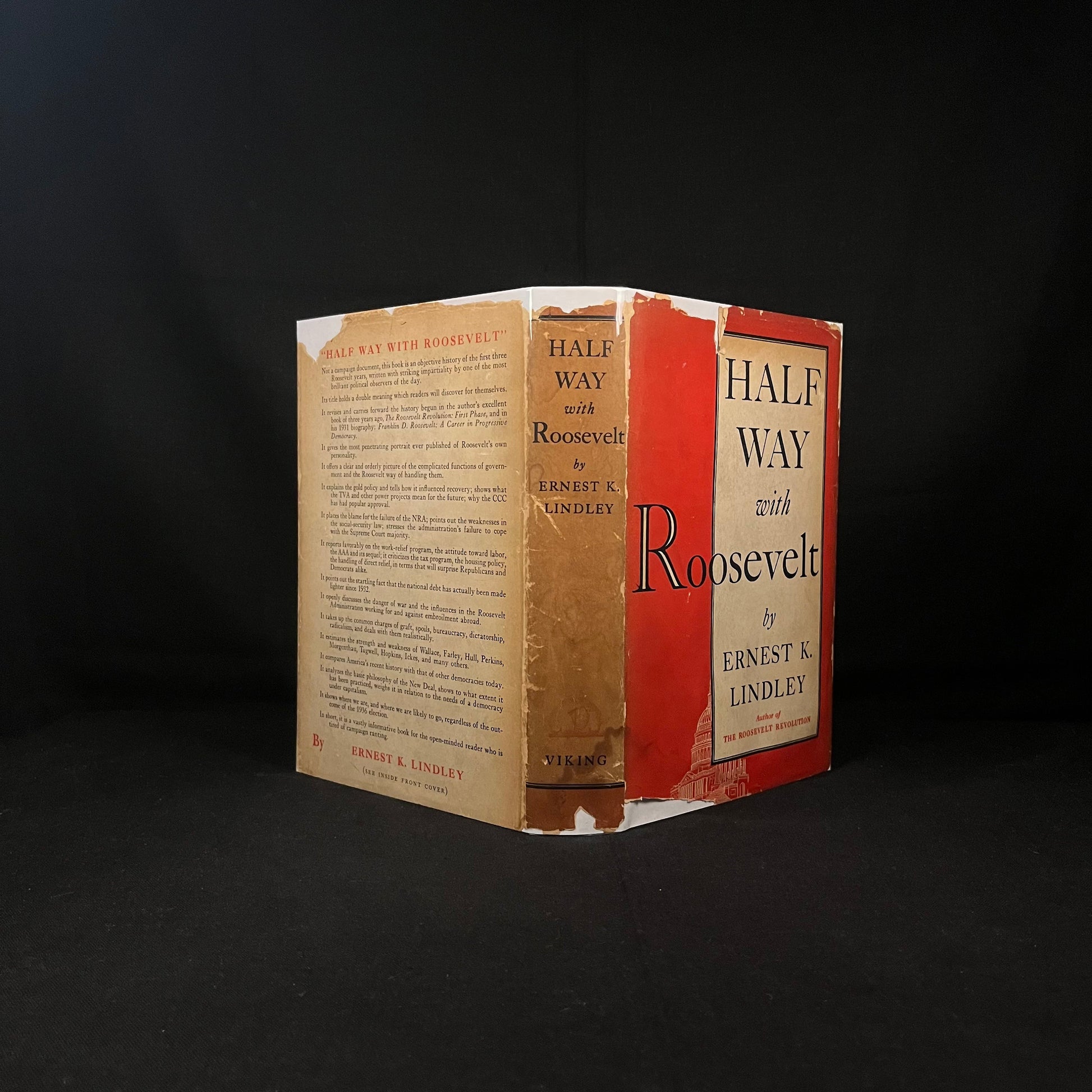 First Printing - Half Way with Roosevelt by Ernest K. Lindley (1936) Vintage Hardcover Book