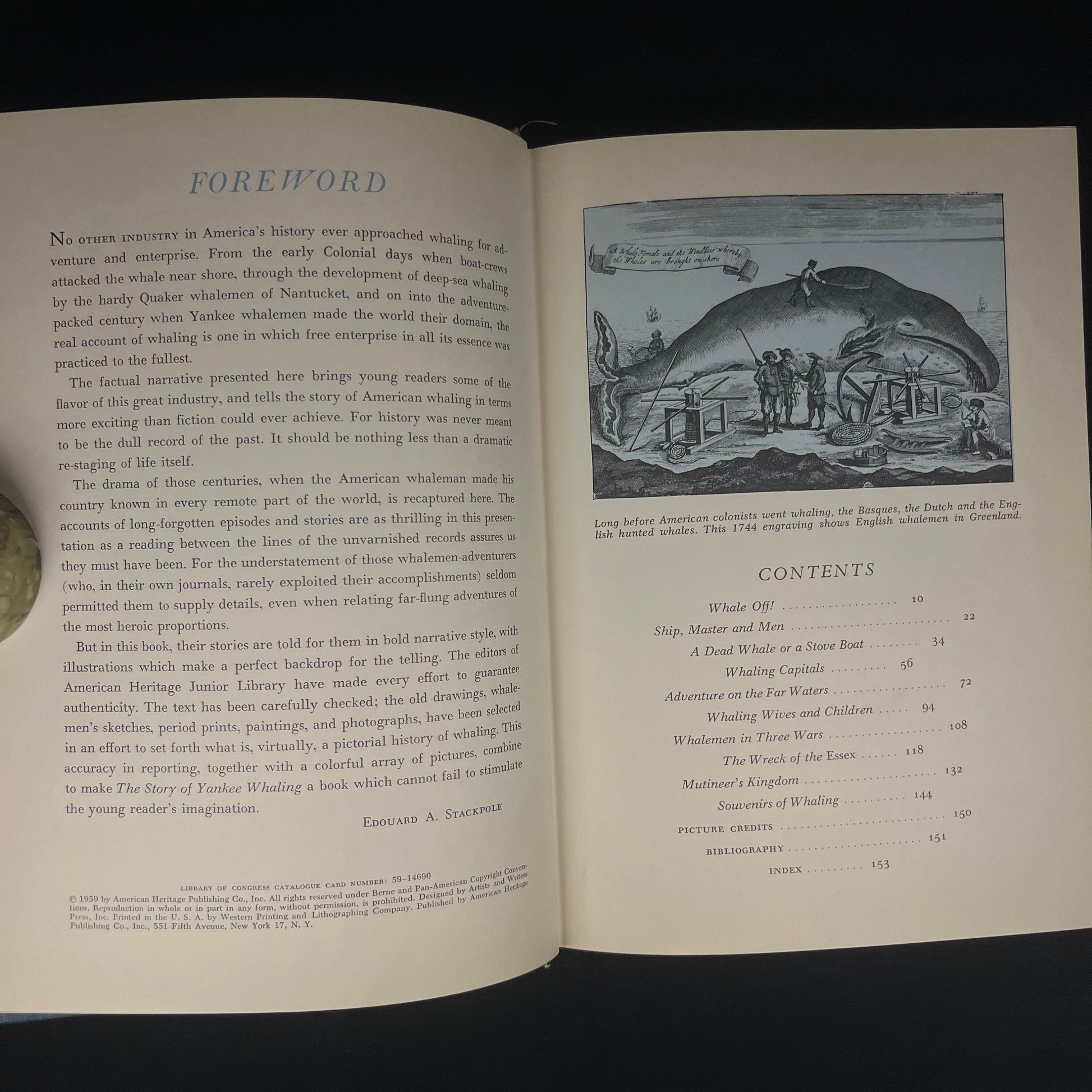 The Story of Yankee Whaling by Irwin Shapiro in consultation with Edouard A. Stackpole (1959) Vintage Hardcover Children’s Book