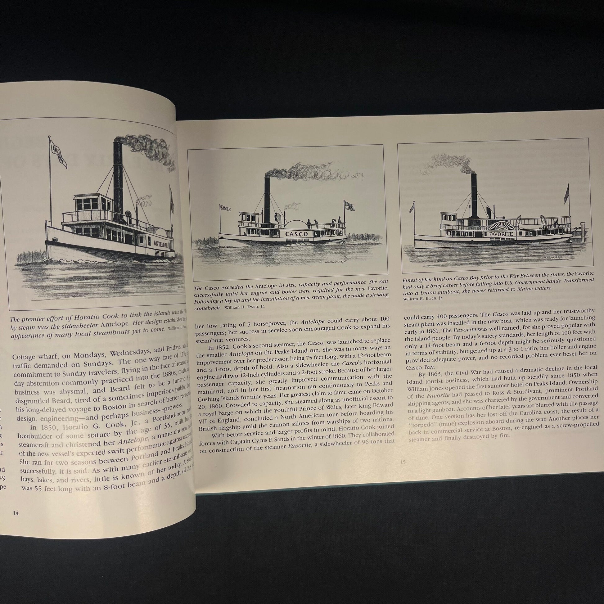 First Edition - Steamboat Yesterdays on Casco Bay: The Steamboat Era in Maine’s Calendar Island Region by W. J. Frappier (1993) Vintage Book