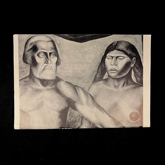 Detail Cortez and Malintzin by Jose Clemente Orozco (1934) Vintage Black & White Print 9.5” x 6.5”