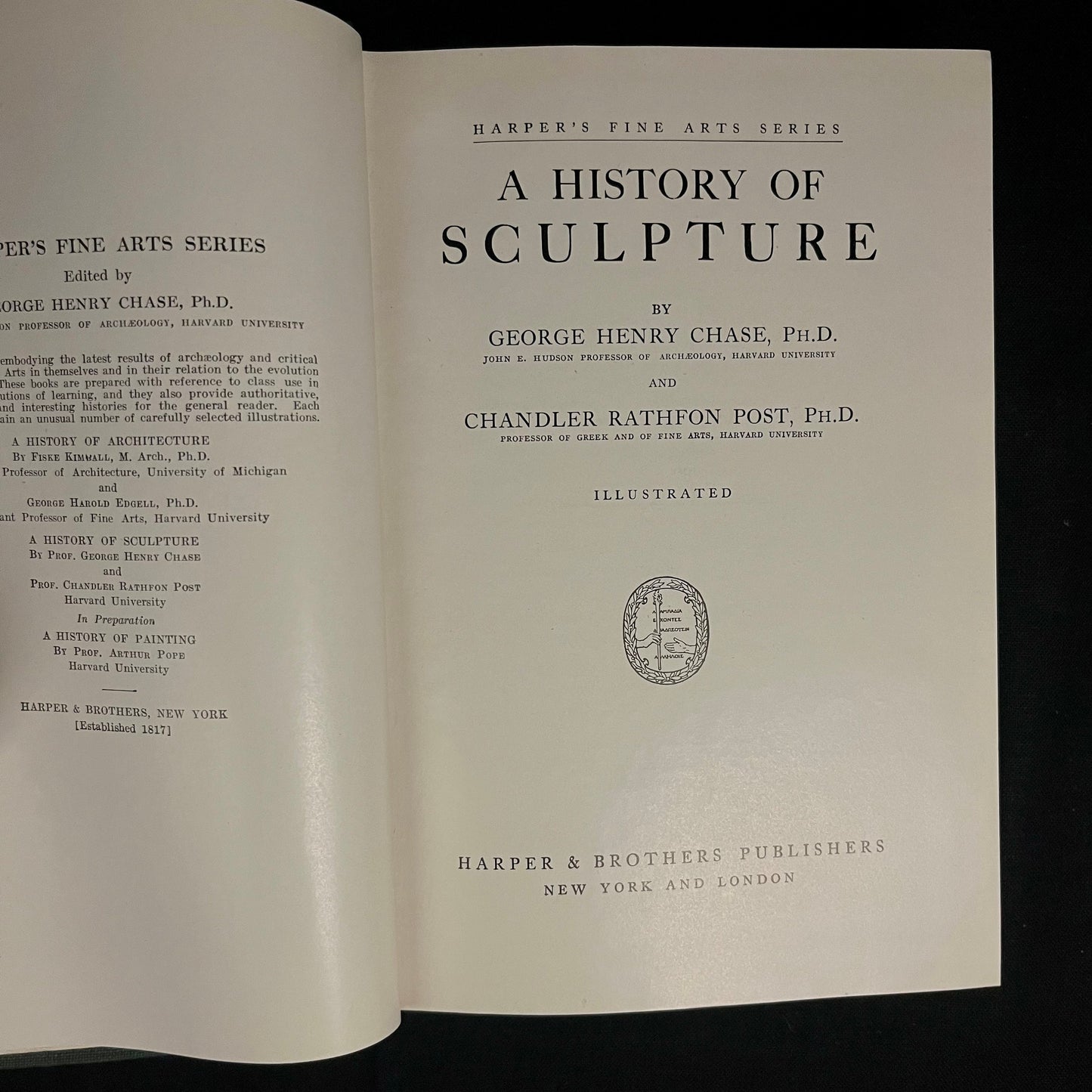 Harper’s Fine Arts Series: A History of Sculpture by George Henry Chase and Chandler Rathfon Post (1925) Vintage Hardcover Book