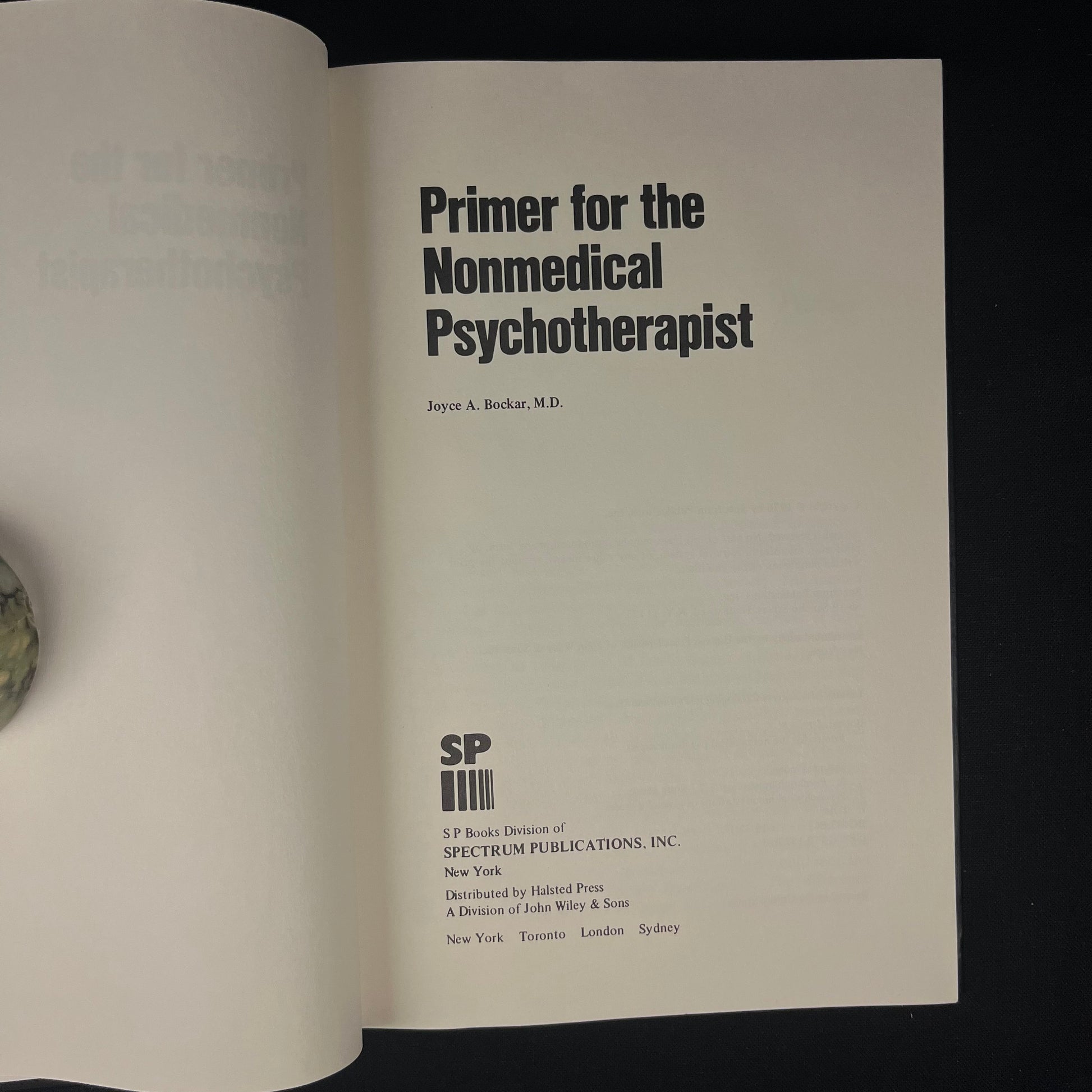 Primer for the Nonmedical Psychotherapist by Joyce A. Bockar (1976) Vintage Hardcover Book