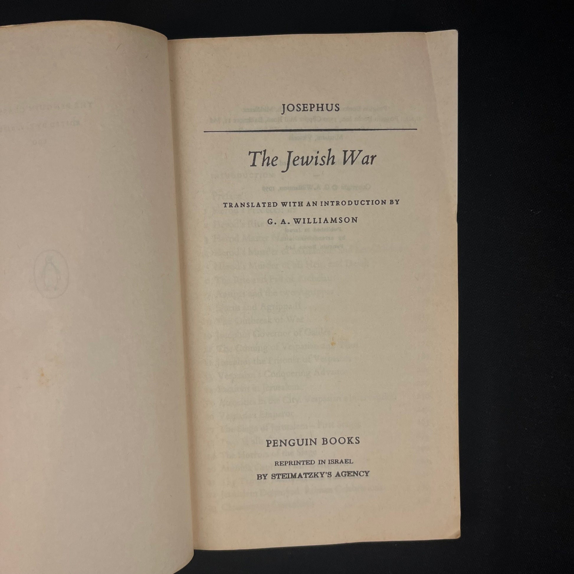 First Printing - The Jewish War by Josephus (1959) Vintage Softcover Book