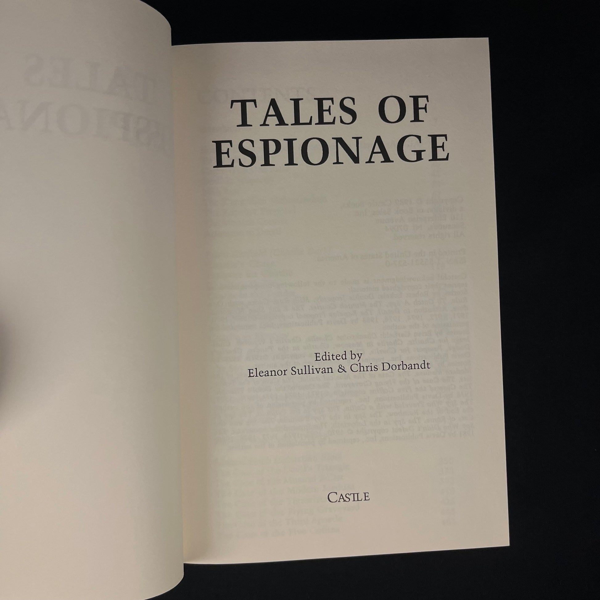 Tales of Espionage Edited by Eleanor Sullivan & Chris Dorbandt (1989) Vintage Hardcover Book