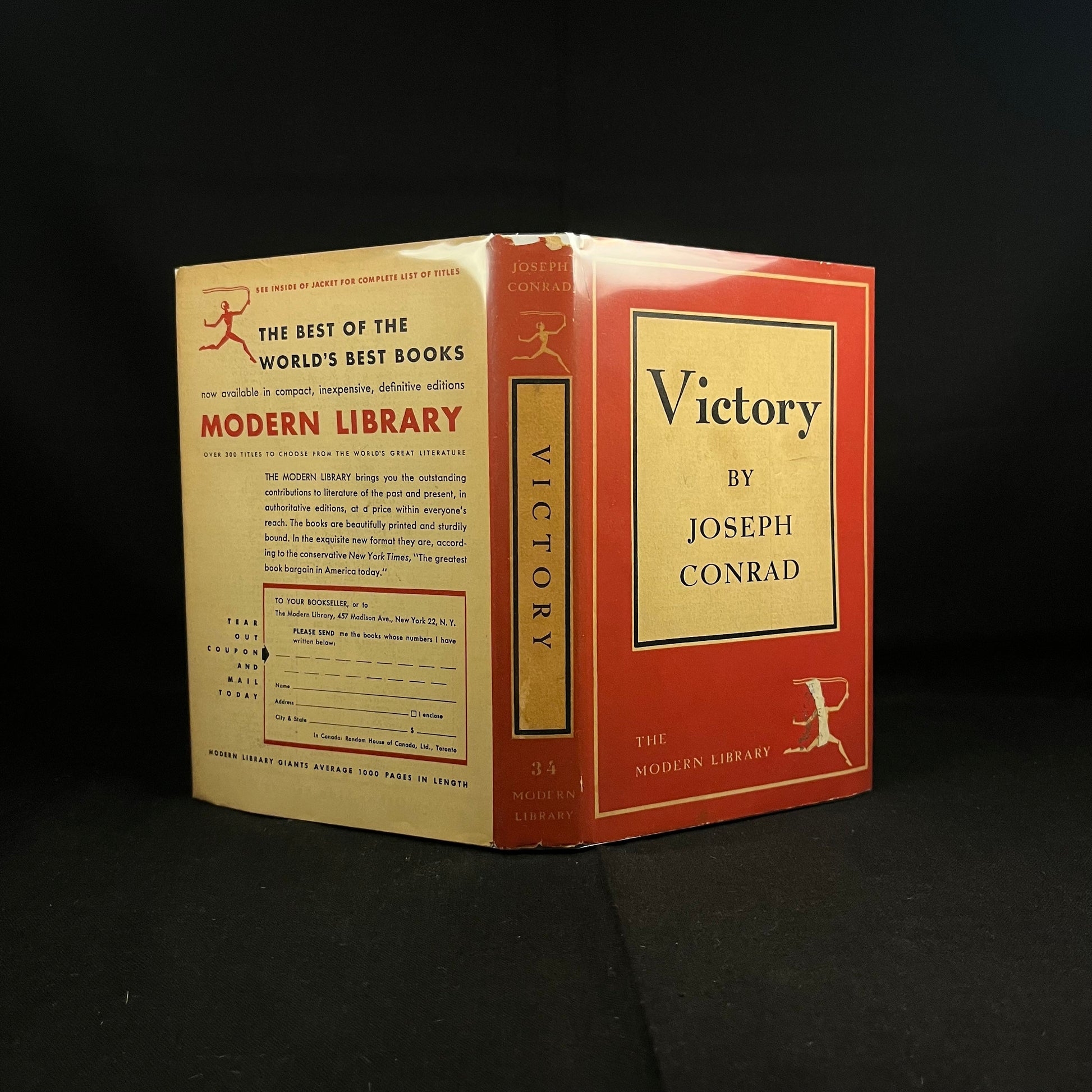 Modern Library - Victory by Joseph Conrad (1940) Vintage Hardcover Book