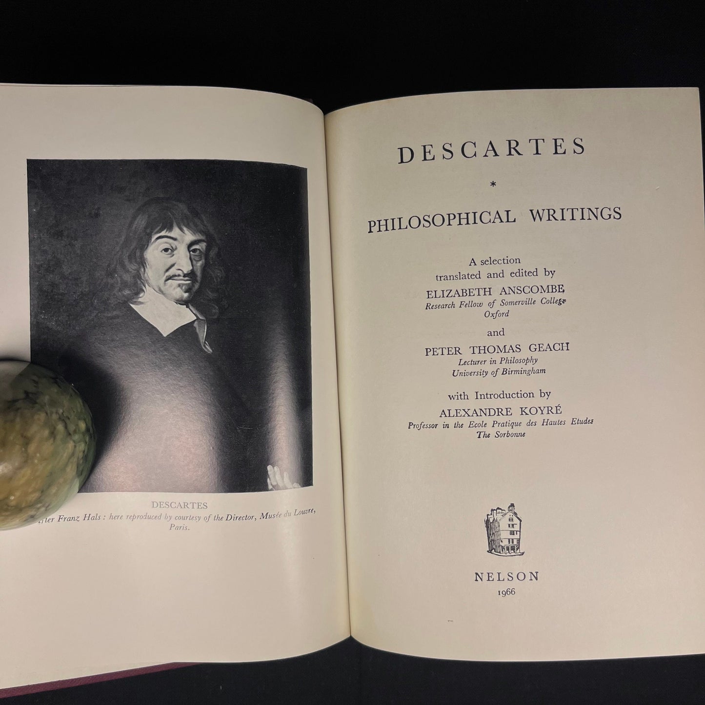 Philosophical Writings by Descartes (1966) Vintage Hardcover Book