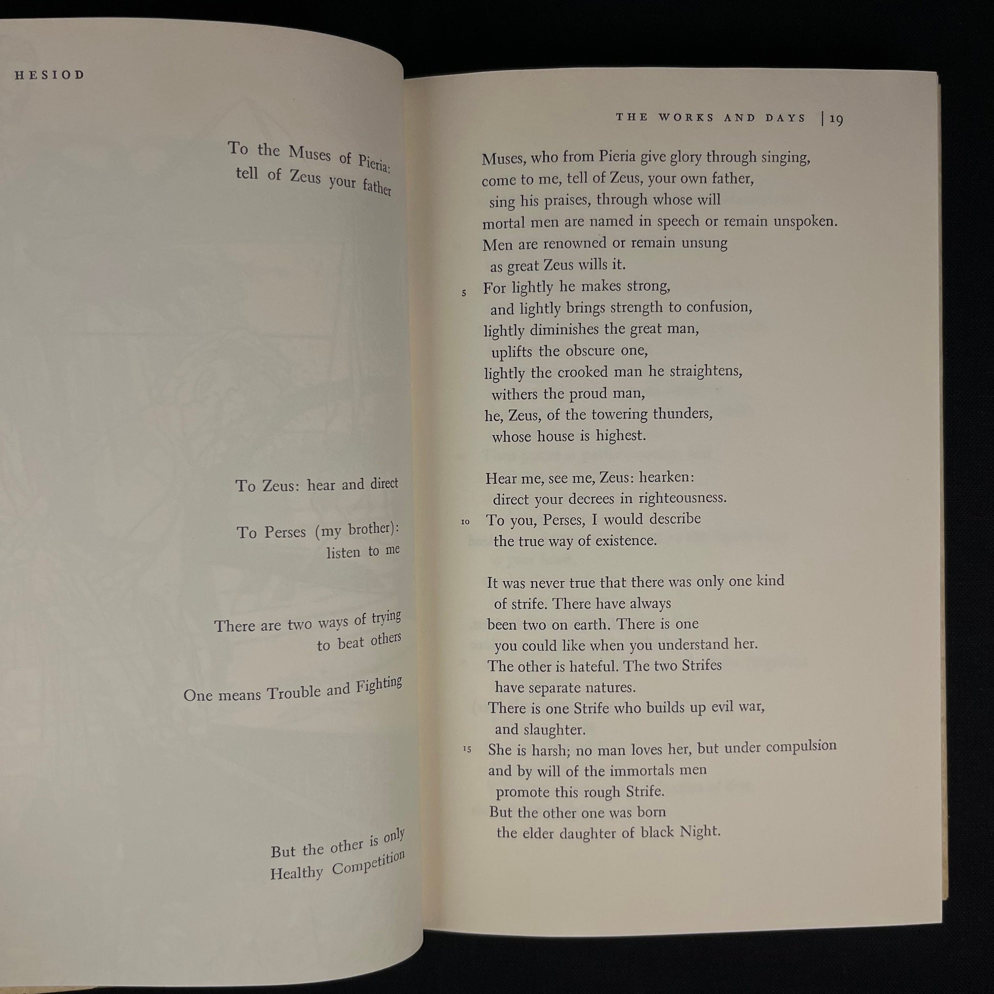 The Works and Days, Theogony, and The Shield of Herakles by Hesiod Translated by Richmond Lattimore (1962) Vintage Hardcover Book