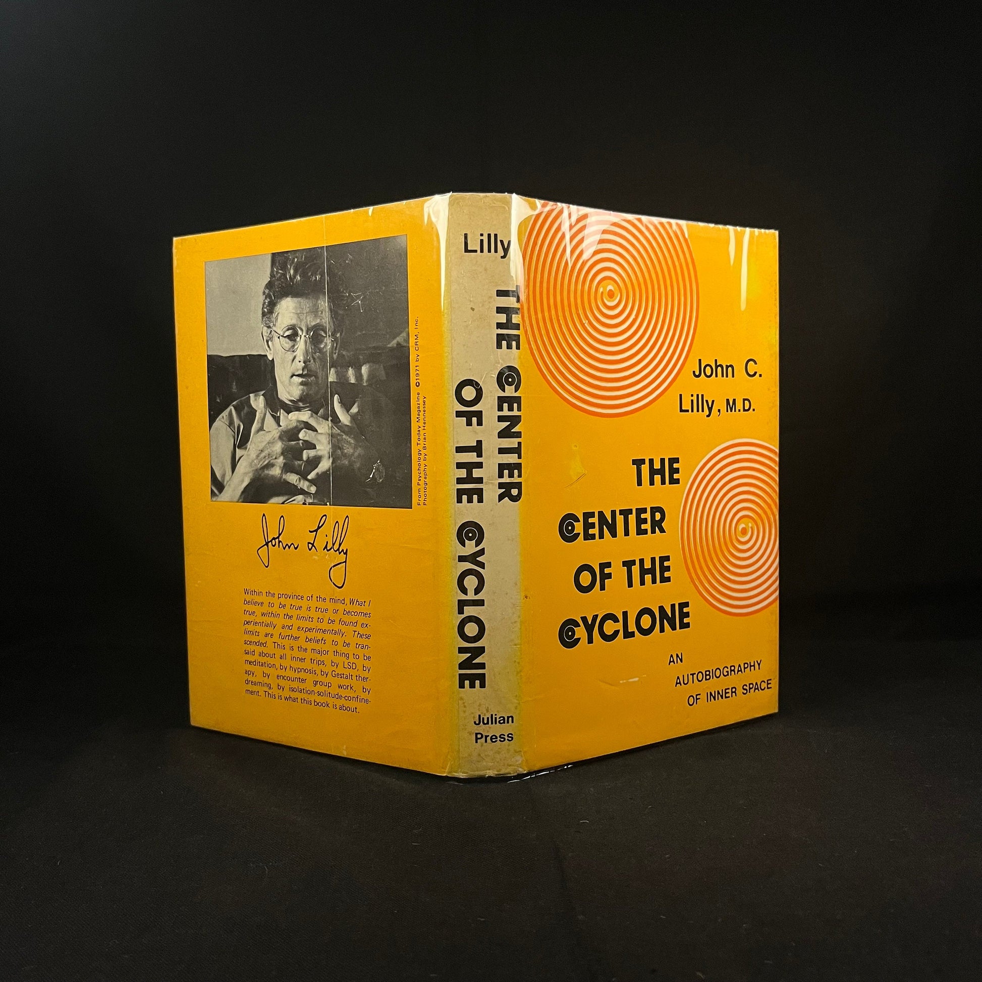 Early Printing - The Center of the Cyclone: An Autobiography of Inner Space by John C. Lilly (1972) Vintage Hardcover Book