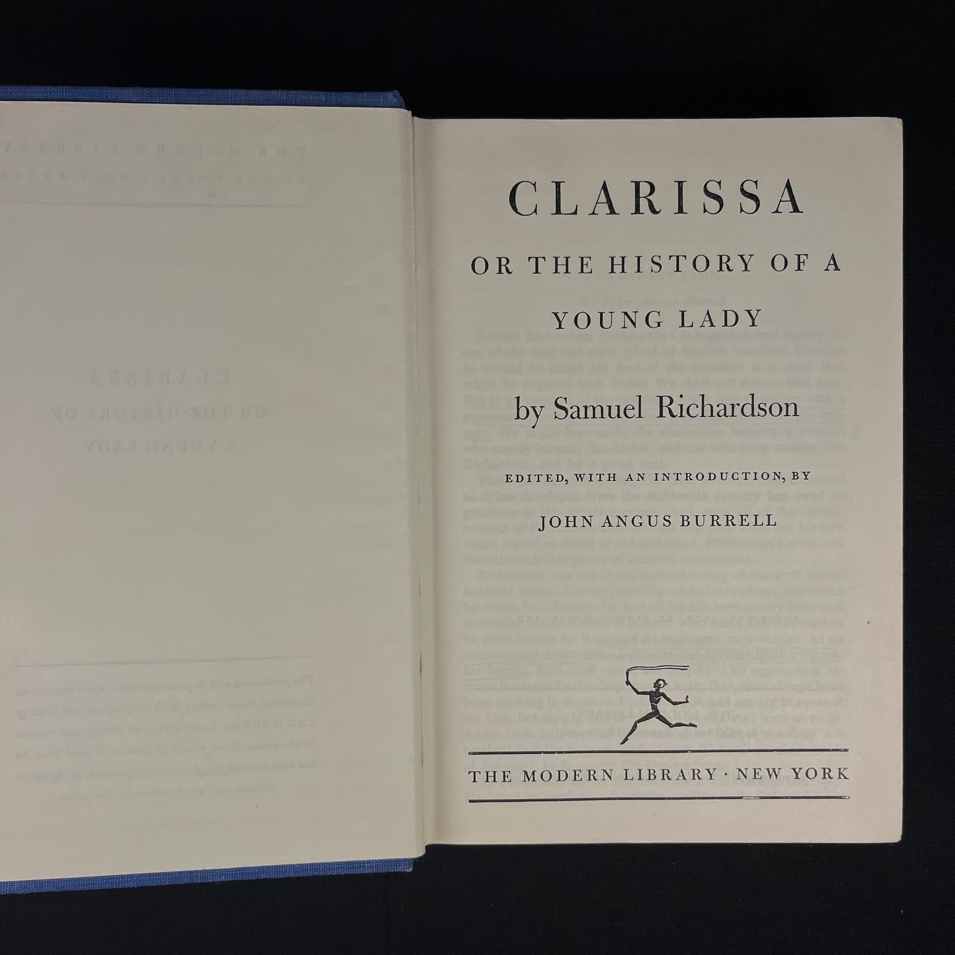 Modern Library - Clarissa or The History of a Young Lady by Samuel Richardson (1967) Vintage Hardcover Book