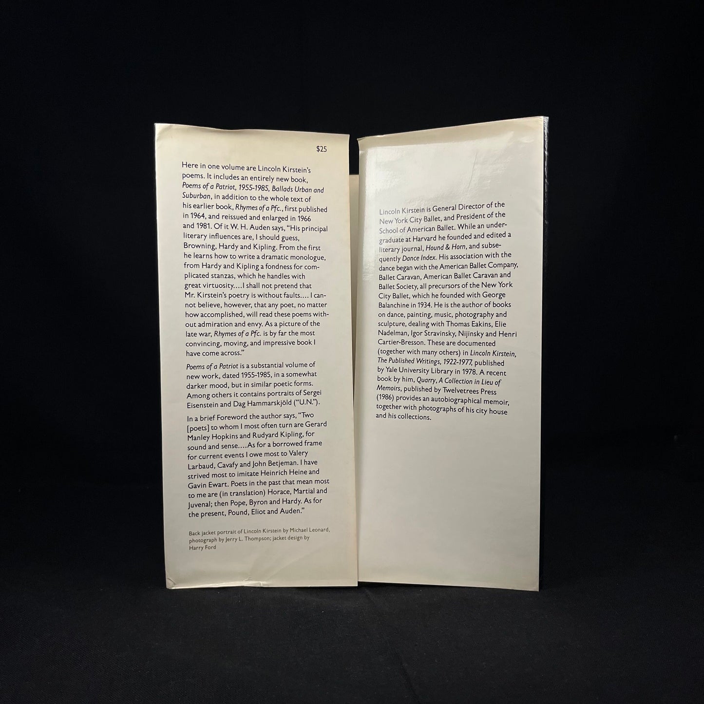 The Poems of Lincoln Kirstein (1987) Vintage Hardcover Book
