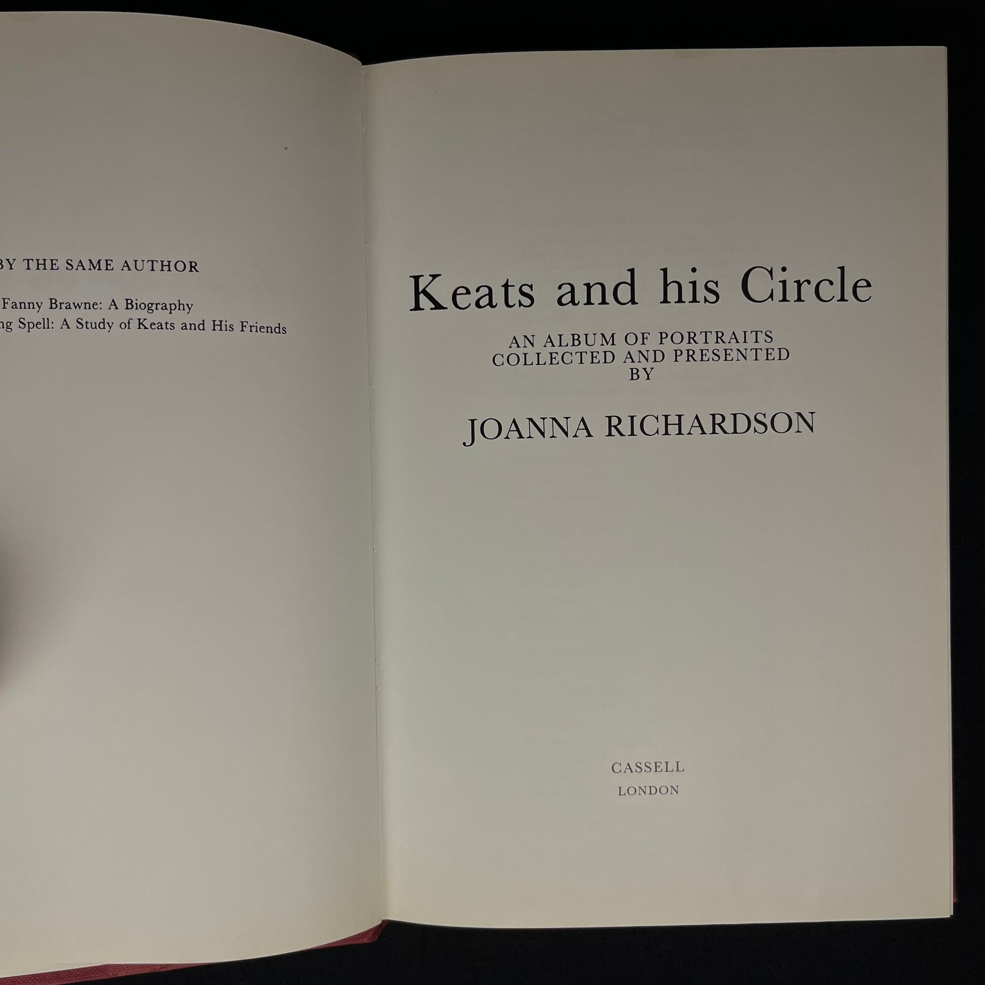 Keats and his Circle: An Album of Portraits by Joanna Richardson (1980) Vintage Hardcover Book