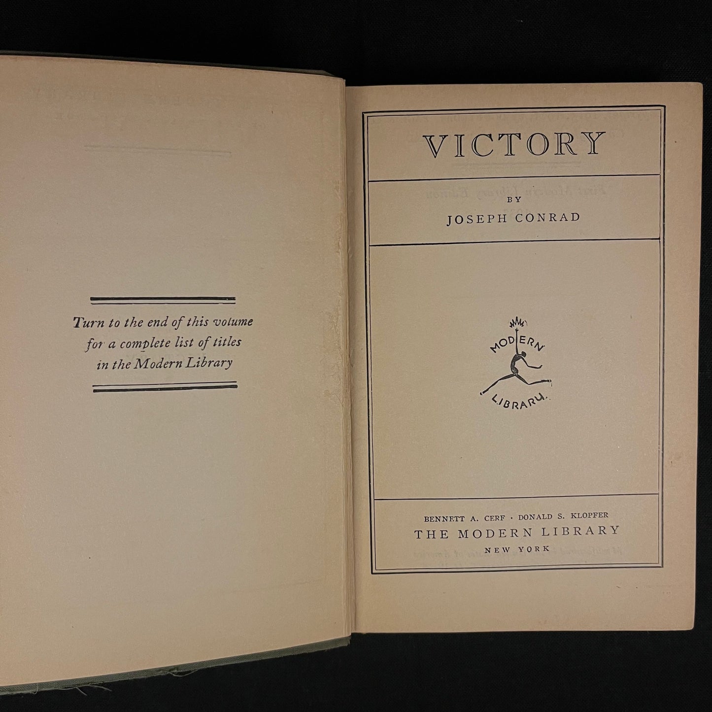 Modern Library First Edition - Victory by Joseph Conrad (1932) Vintage Softcover Book