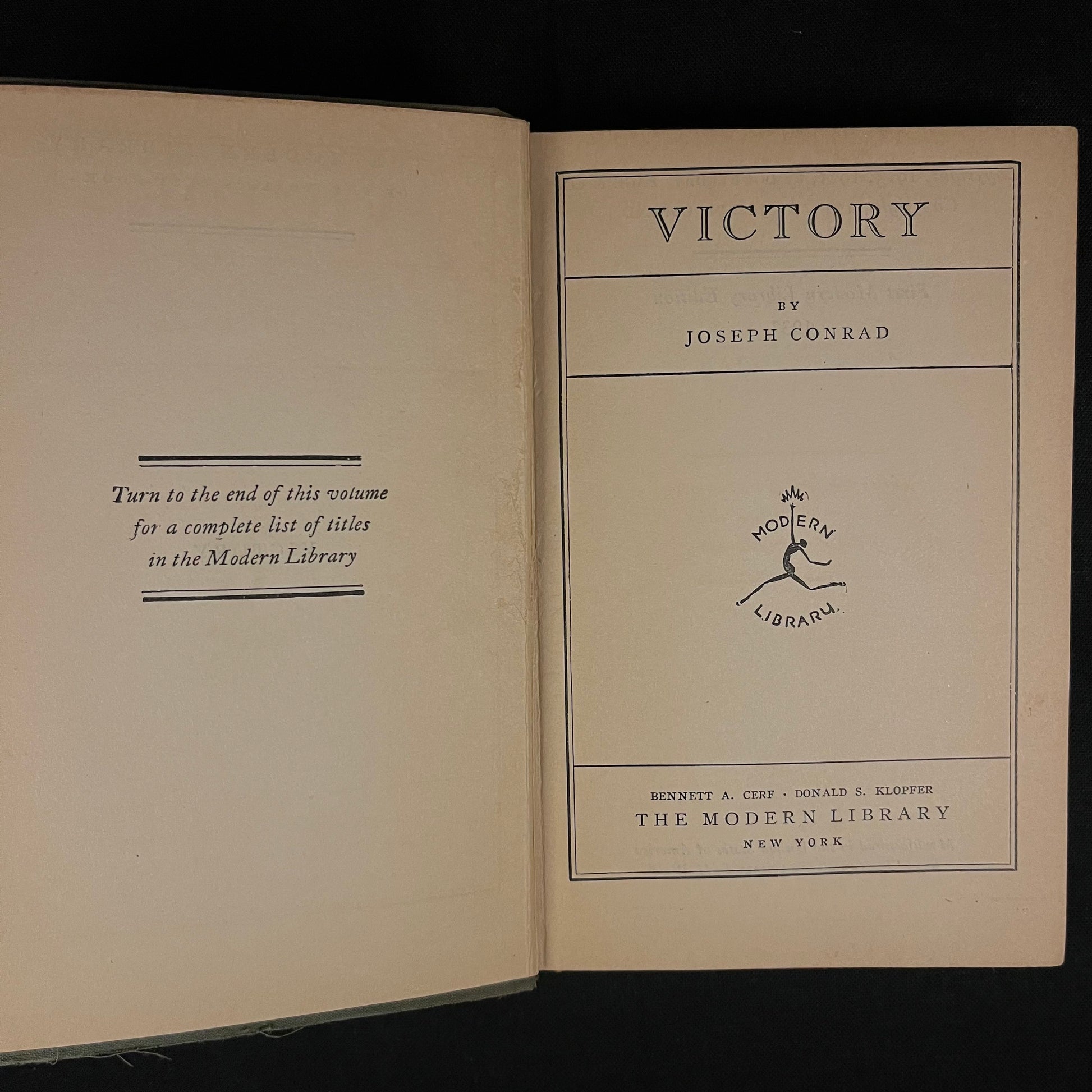 Modern Library First Edition - Victory by Joseph Conrad (1932) Vintage Softcover Book