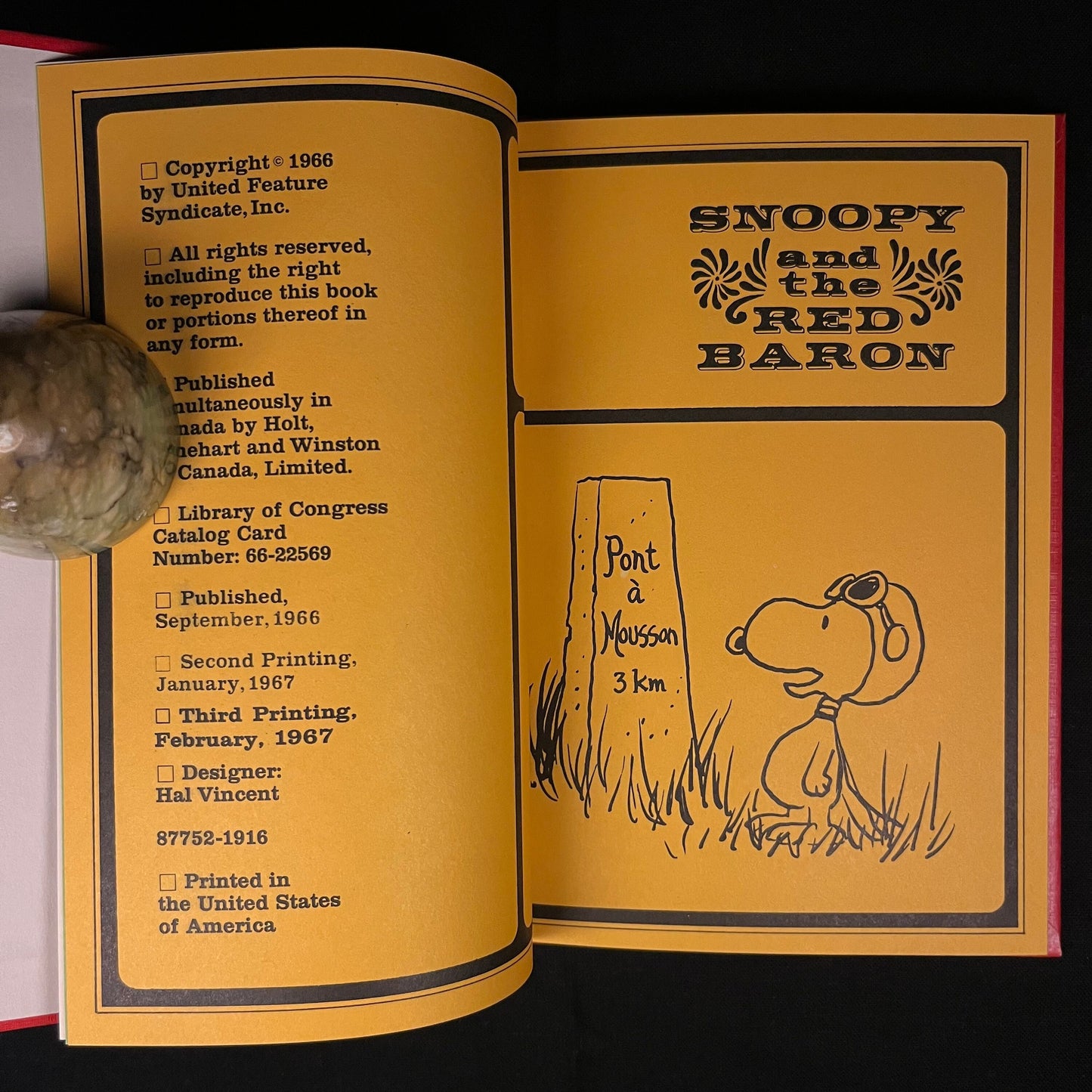 Third Printing - Snoopy and the Red Baron by Charles M. Schulz (1967) Vintage Hardcover Book