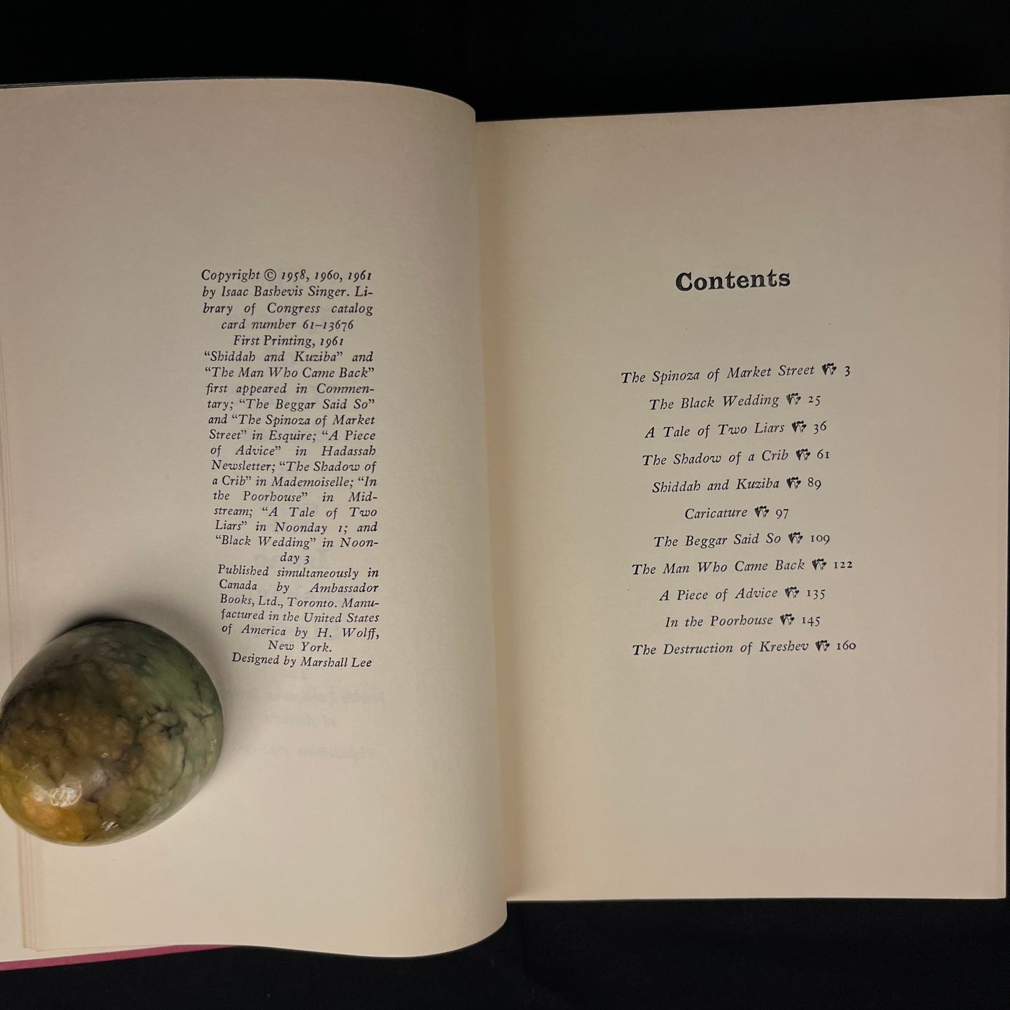 First Printing - The Spinoza of Market Street by Isaac Bashevis Singer (1961) Vintage Hardcover Book