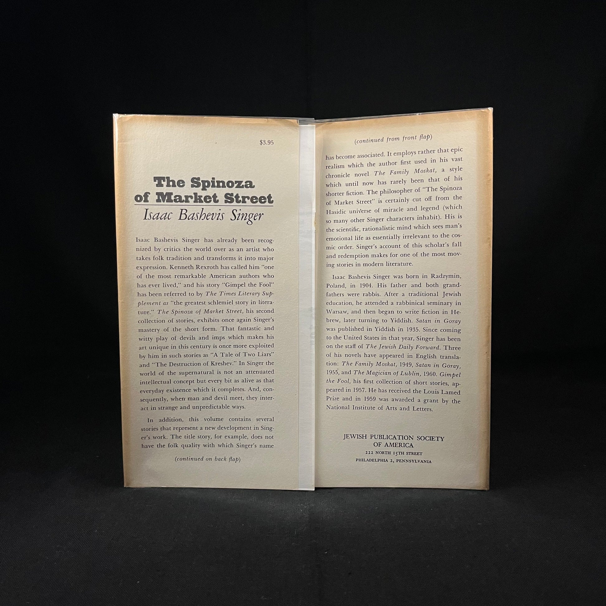 First Printing - The Spinoza of Market Street by Isaac Bashevis Singer (1961) Vintage Hardcover Book