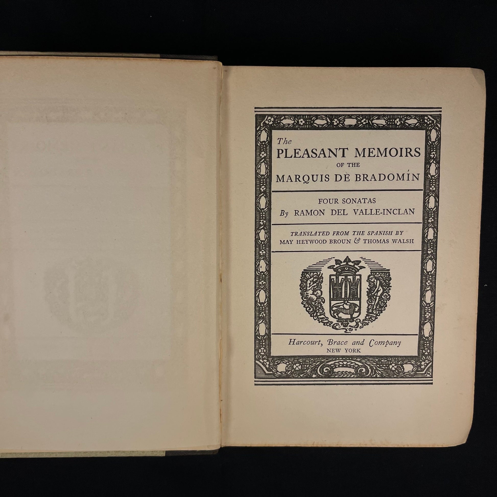 The Pleasant Memoirs of the Marquis de Bradimín: Four Sonatas by Rámon del Valle-Inclán (1924) Vintage Hardcover Book