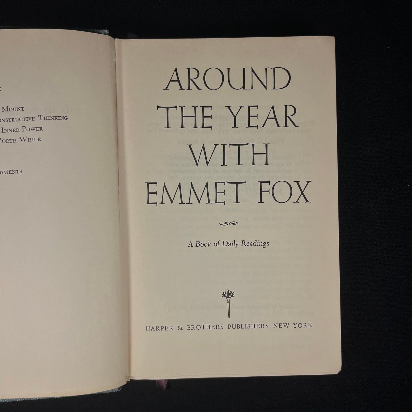 First Printing - Around the Year with Emmet Fox: A Book of Daily Readings (1958) Vintage Hardcover Book