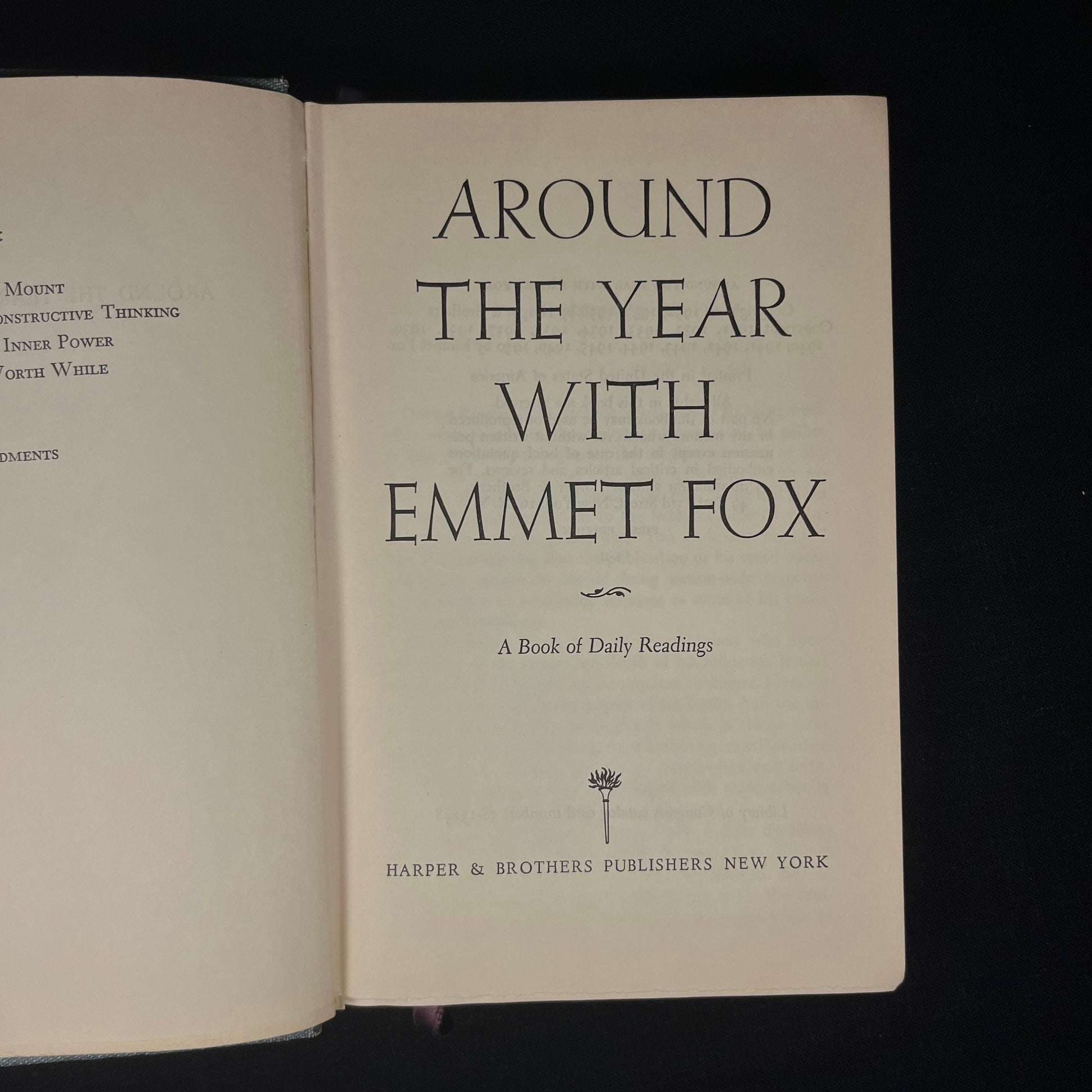 First Printing - Around the Year with Emmet Fox: A Book of Daily Readings (1958) Vintage Hardcover Book