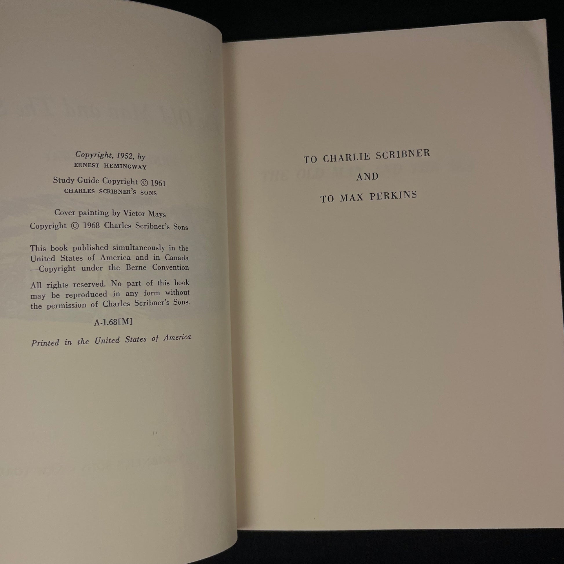 First School Paperback Edition - The Old Man and the Sea by Ernest Hemingway (1968) Vintage Softcover Book