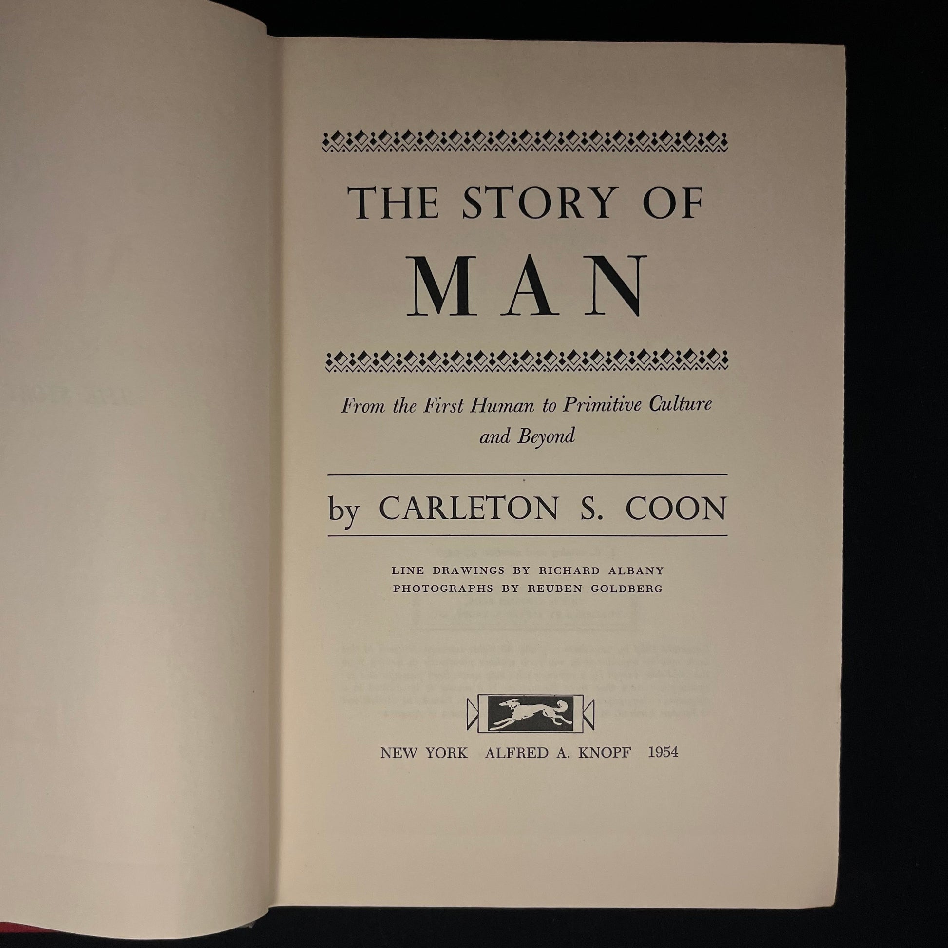 First Printing - The Story of Man: From the First Human to Primitive Culture and Beyond by Carleton S. Coon (1954) Vintage Hardcover Book