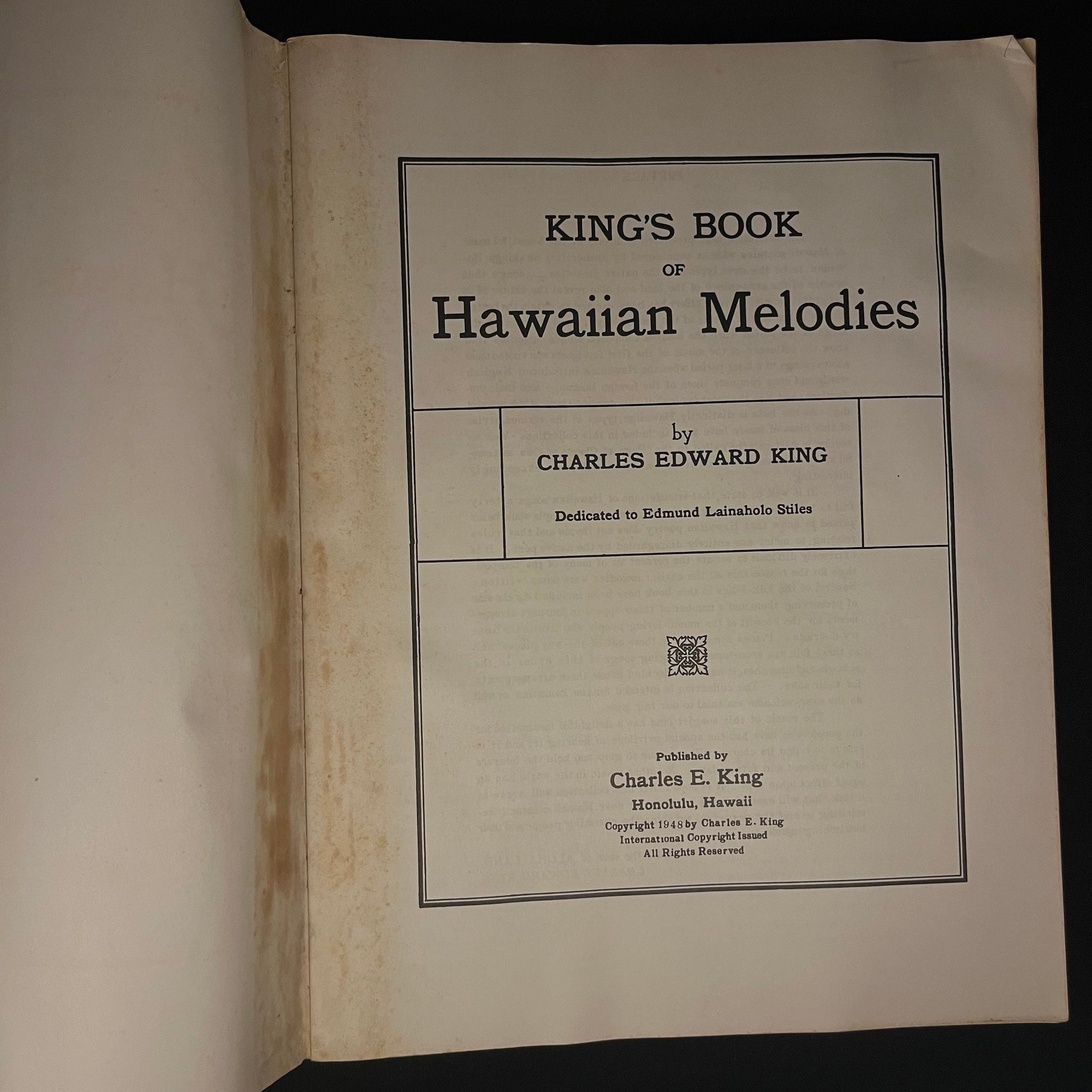 King’s Book of Hawaiian Melodies by Charles Edward King (1948) Vintage Softcover Book