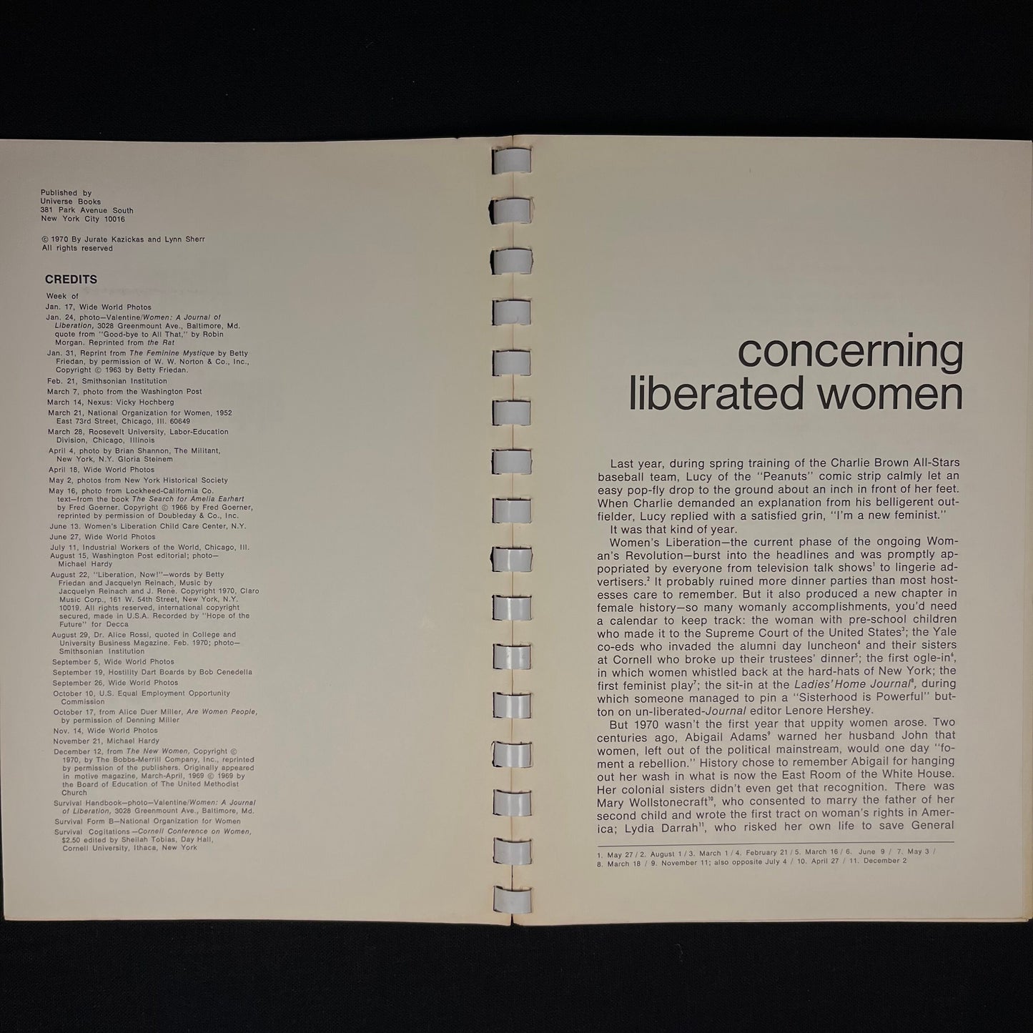 The Liberated Woman’s Appointment Calendar and Survival Handbook: 1971 by Lynn Sherr and Jurate Kazickas (1970) Vintage Softcover Book