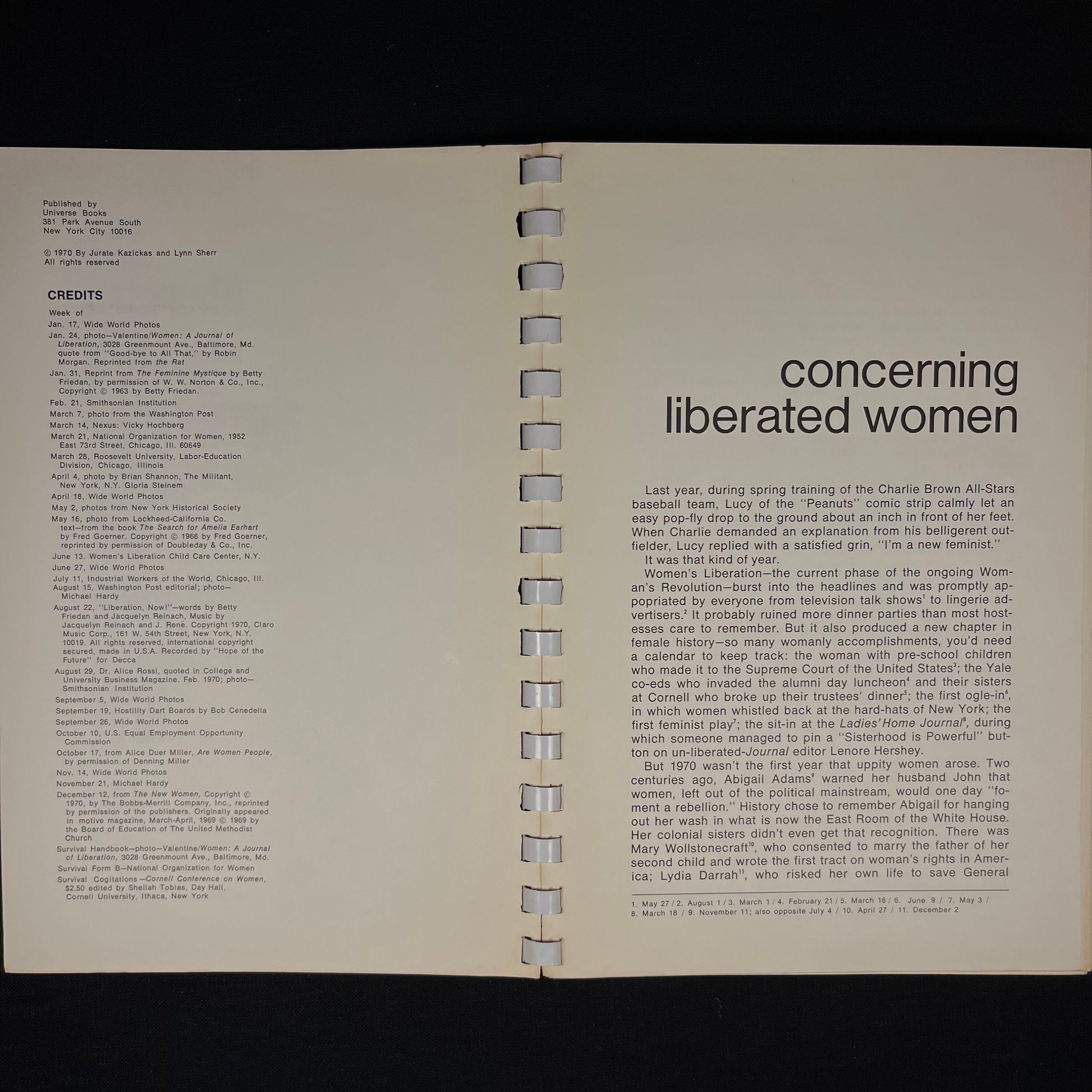 The Liberated Woman’s Appointment Calendar and Survival Handbook: 1971 by Lynn Sherr and Jurate Kazickas (1970) Vintage Softcover Book