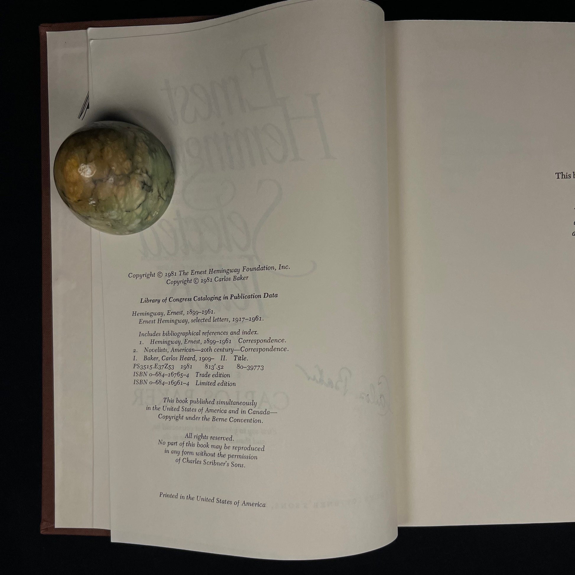 Signed by Editor - Ernest Hemingway: Selected Letters, 1917-1961 Edited by Carlos Baker (1981) Vintage Hardcover Book