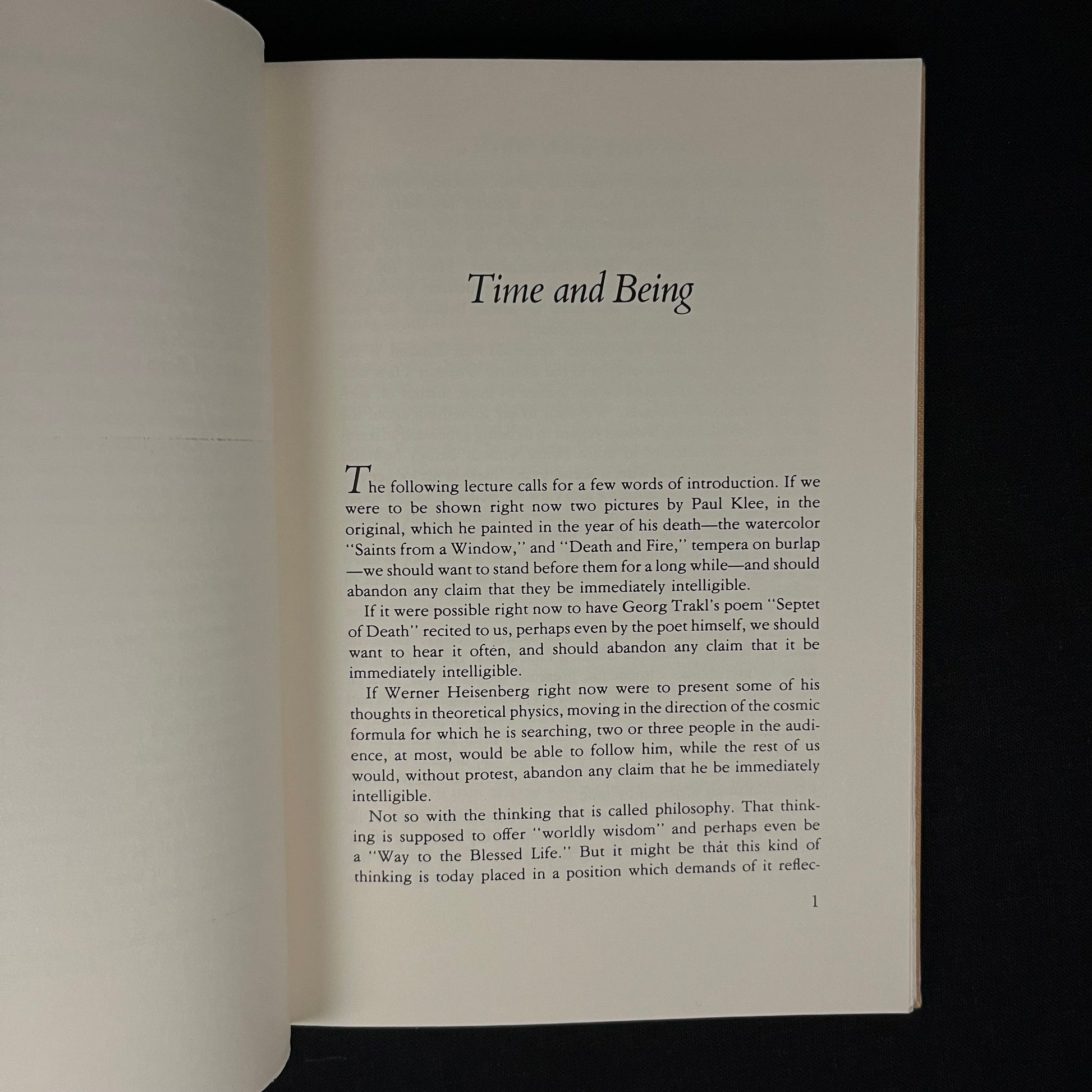 Second Printing - On Time and Being by Martin Heidegger (1973) Vintage Hardcover Book