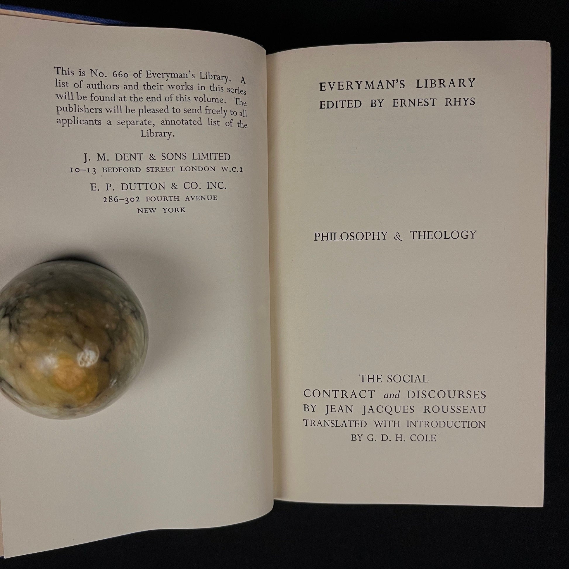 Everyman’s Library - The Social Contract and Discourses by Rousseau (1938) Vintage Hardcover Book