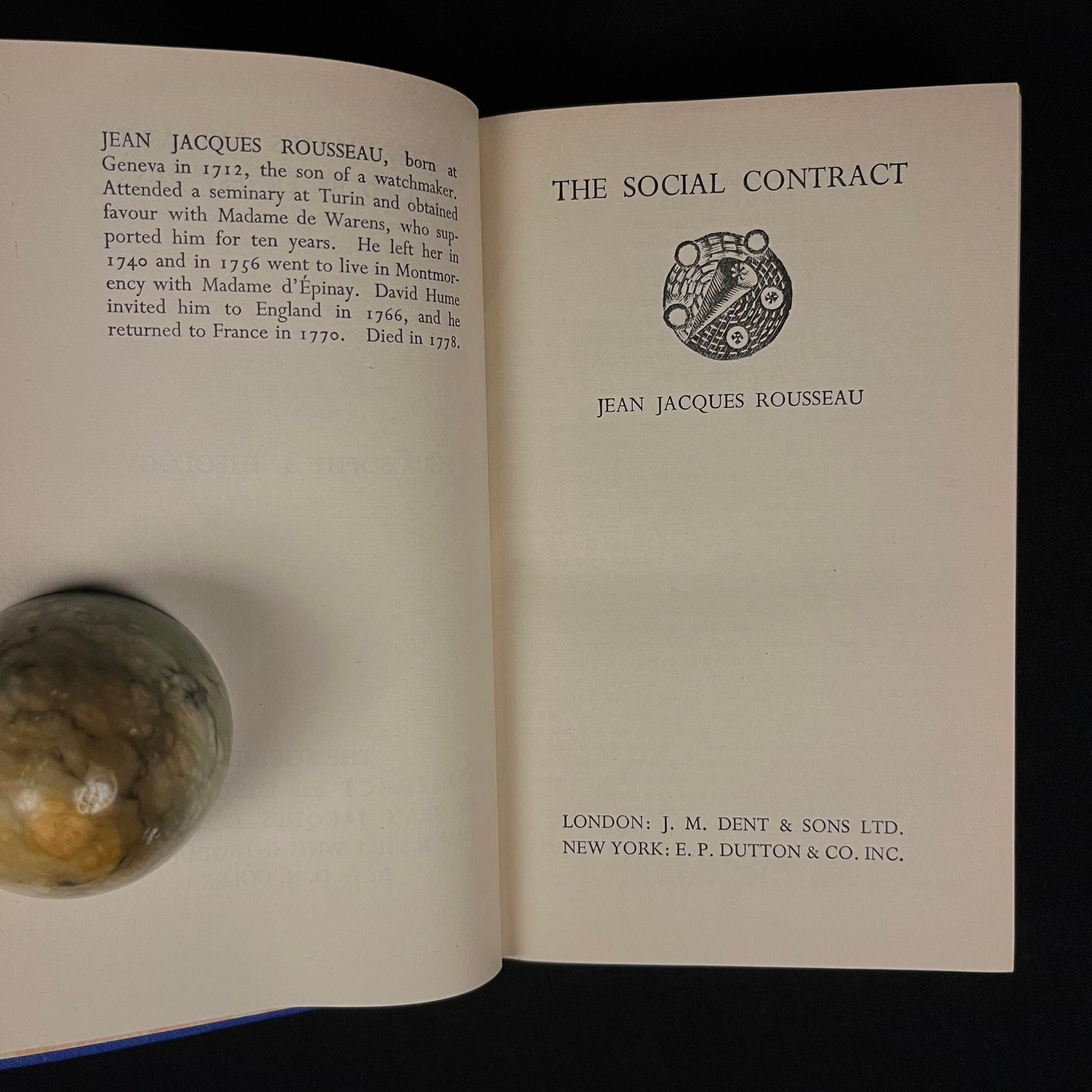 Everyman’s Library - The Social Contract and Discourses by Rousseau (1938) Vintage Hardcover Book