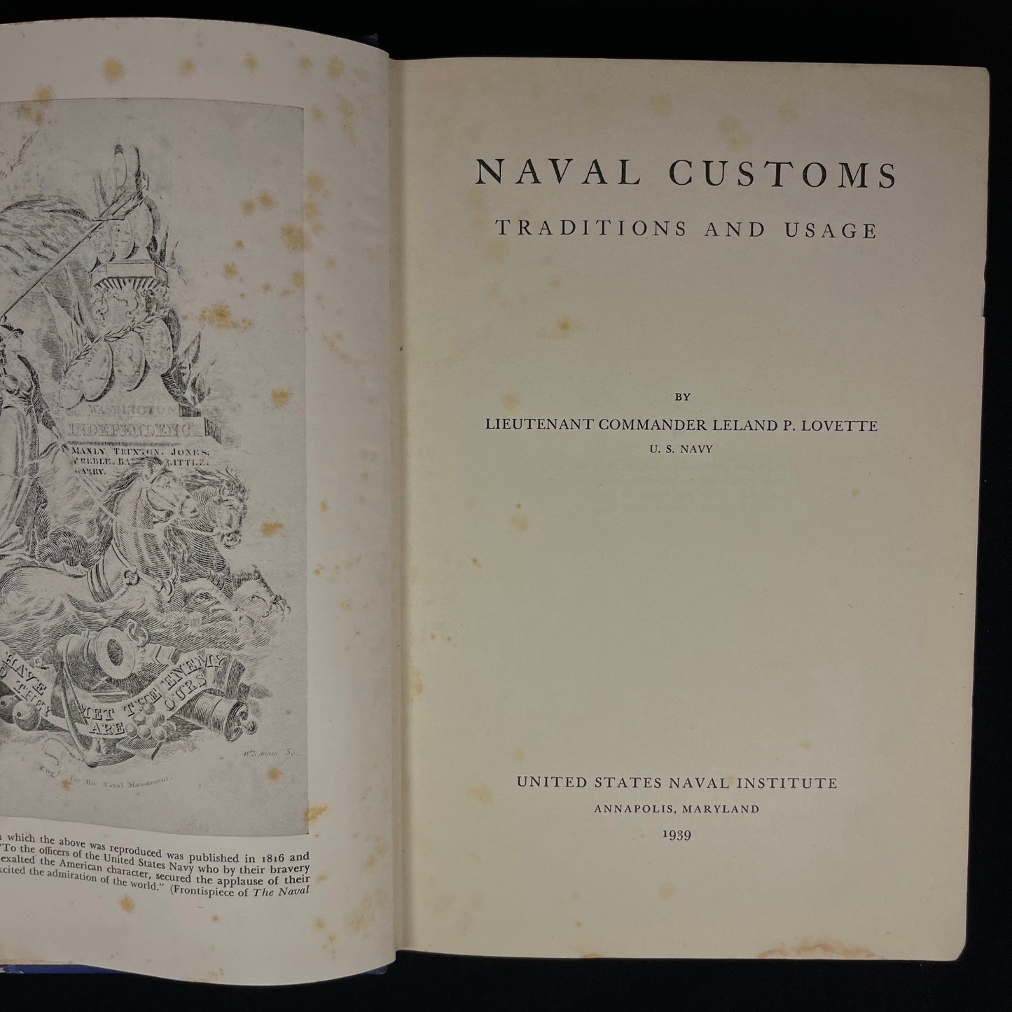 Third Edition - Naval Customs: Traditions and Usage by Leland P. Lovette (1939) Vintage Hardcover Book