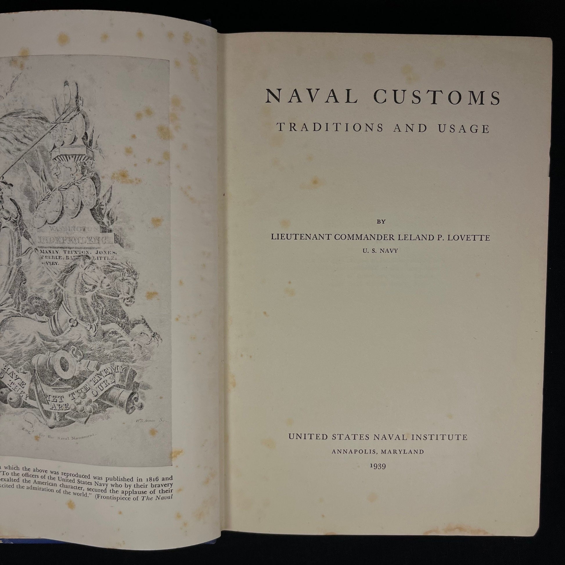 Third Edition - Naval Customs: Traditions and Usage by Leland P. Lovette (1939) Vintage Hardcover Book