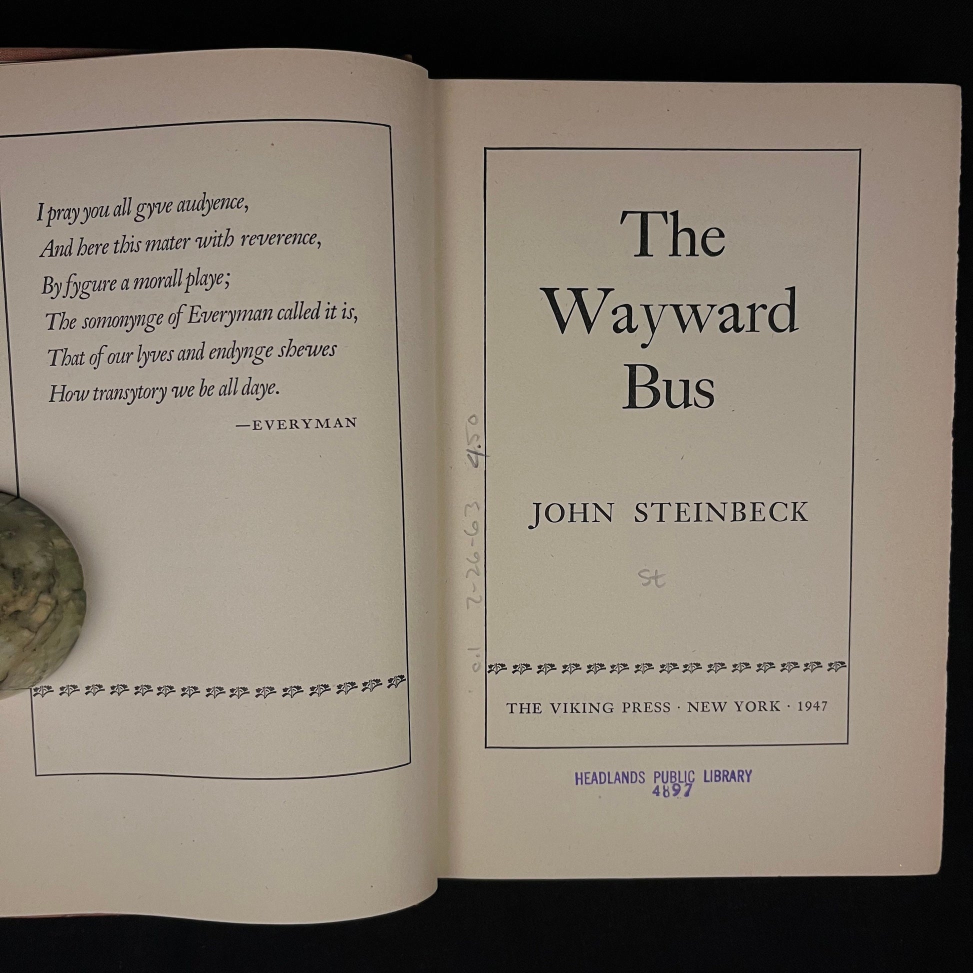 The Wayward Bus by John Steinbeck (1947) Vintage Hardcover Book