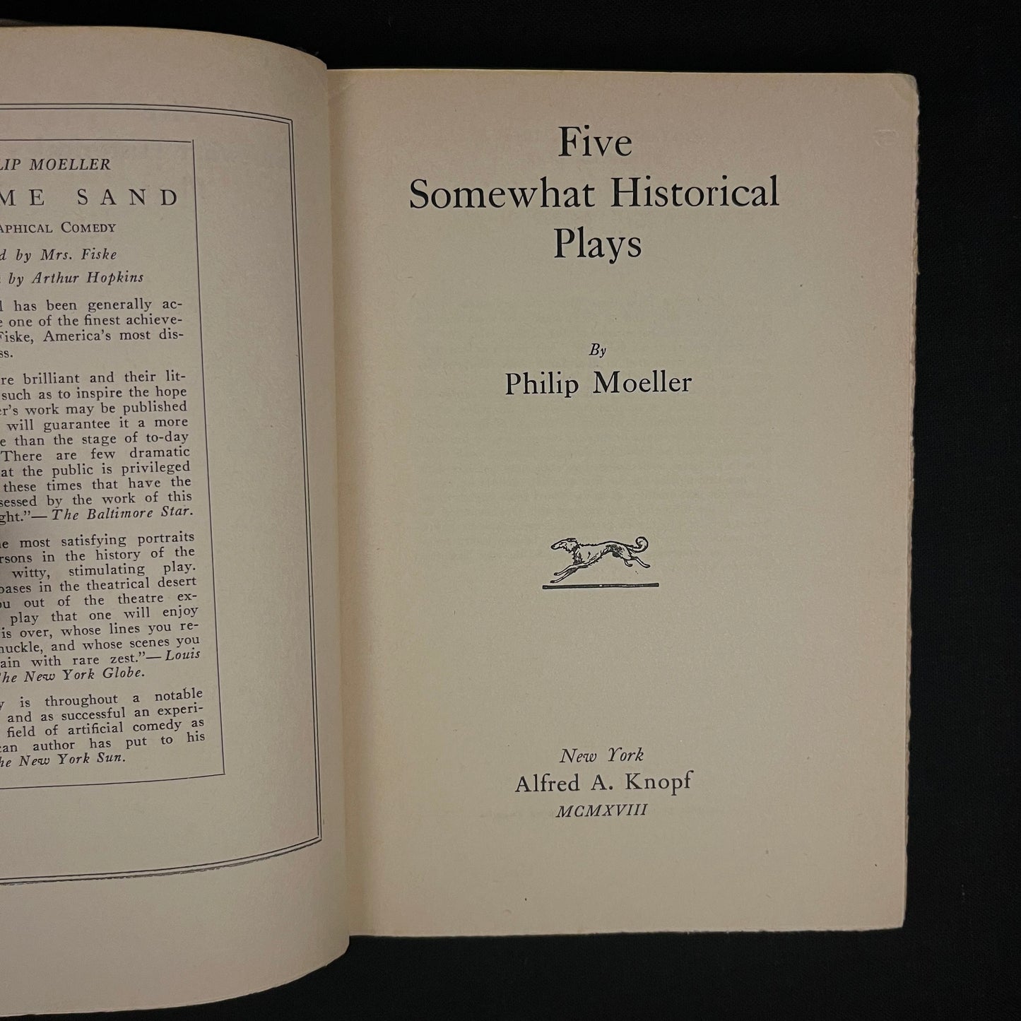 Sophie and Five Somewhat Historical Plays by Philip Moeller (1918–1919) Vintage Hardcover Book Collection