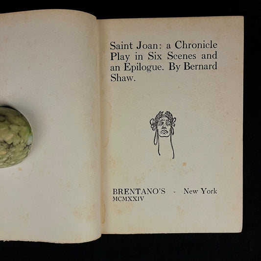 First Printing - Saint Joan: A Chronicle Play in Six Scenes and an Epilogue by Bernard Shaw (1924) Vintage Hardcover Book