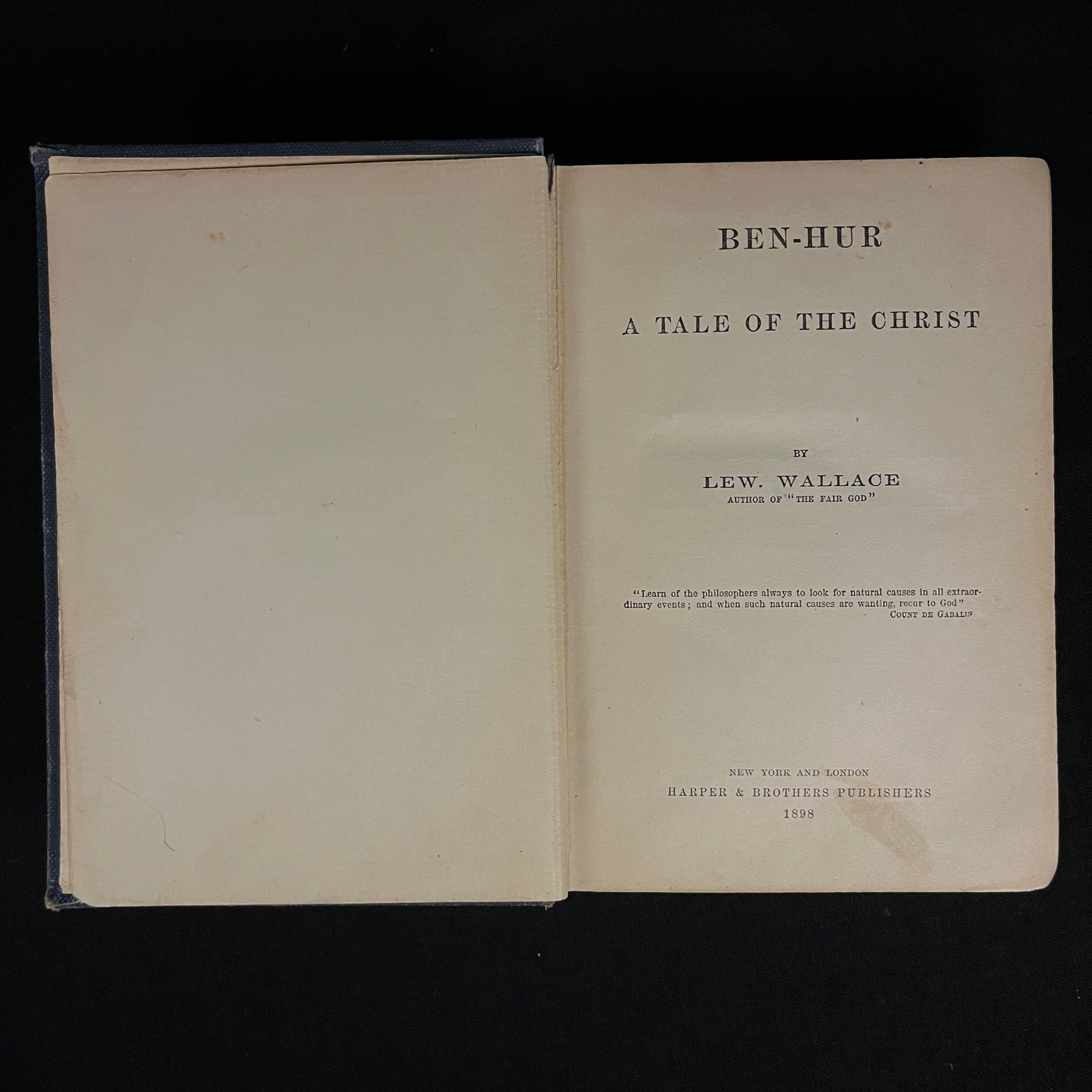 Ben-Hur: A Tale of The Christ by Lew. Wallace (1898) Vintage Hardcover Book