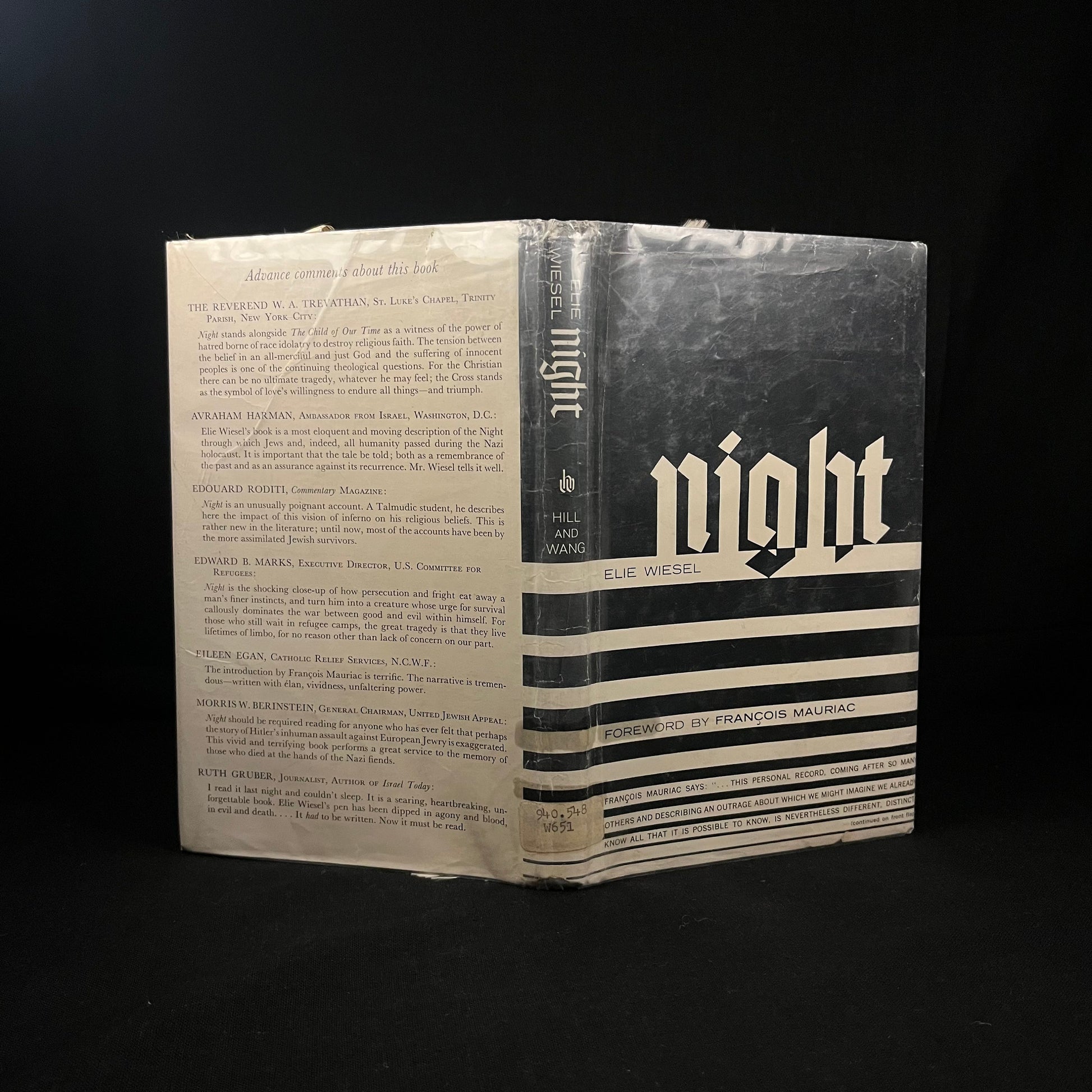 First Printing - Night by Elie Wiesel (First American Edition, 1960) Vintage Hardcover Book