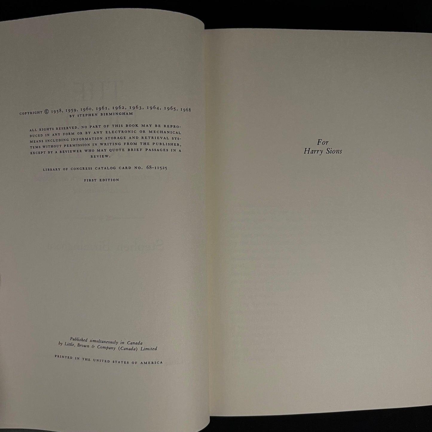 First Printing - The Right People: A Portrait of the American Social Establishment by Stephen Birmingham (1968) Vintage Hardcover Book