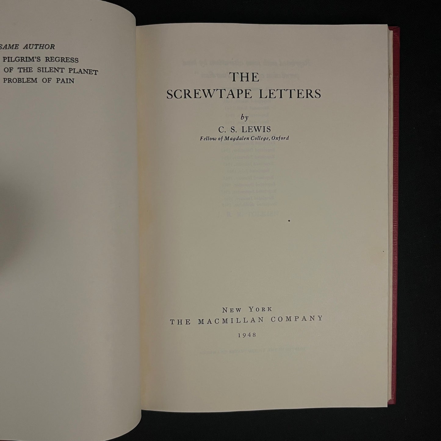 Early Printing - The Screwtape Letters by C. S. Lewis (1948) Vintage Hardcover Book