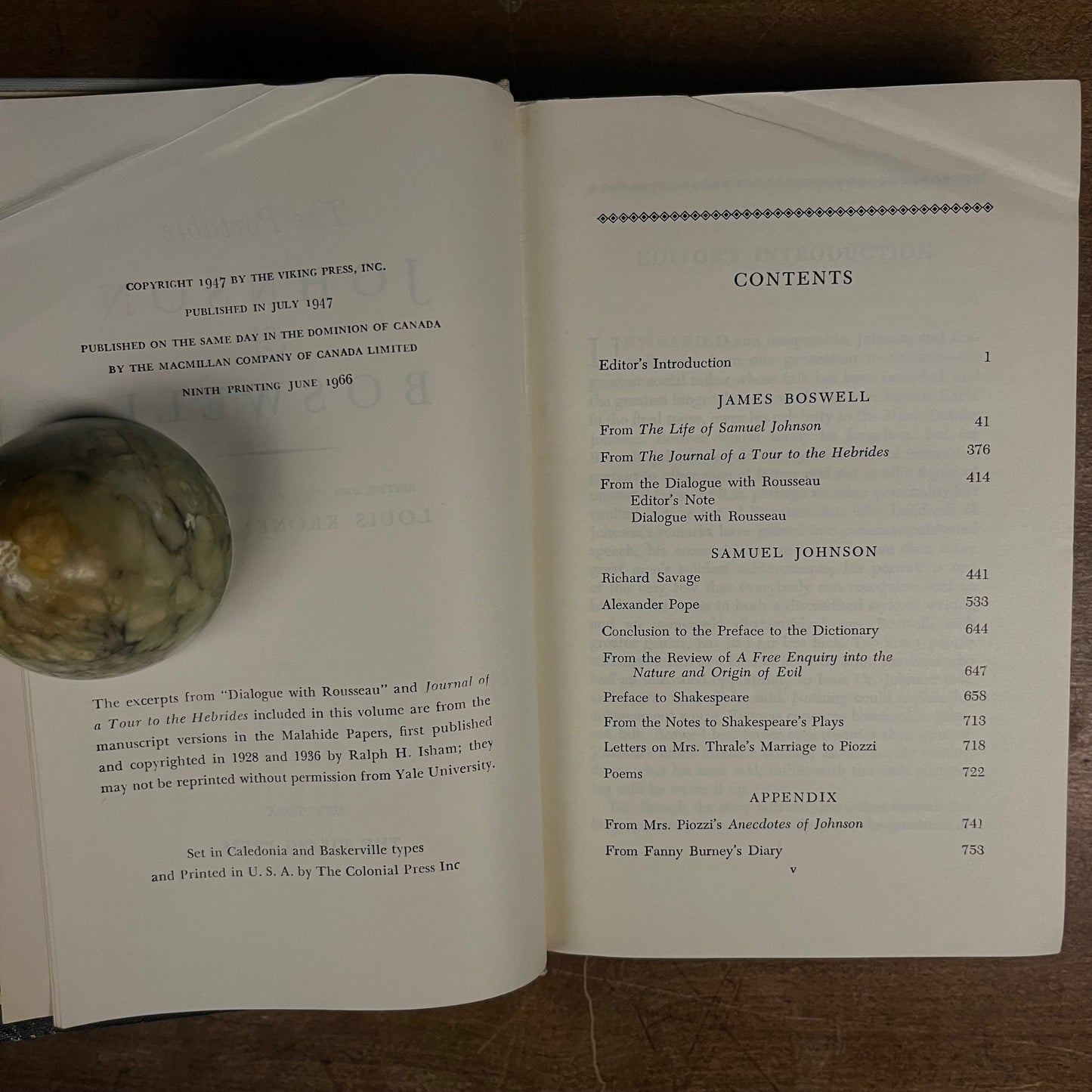 The Portable Johnson and Boswell by Louis Kronenberger (1966) Vintage Hardcover Book