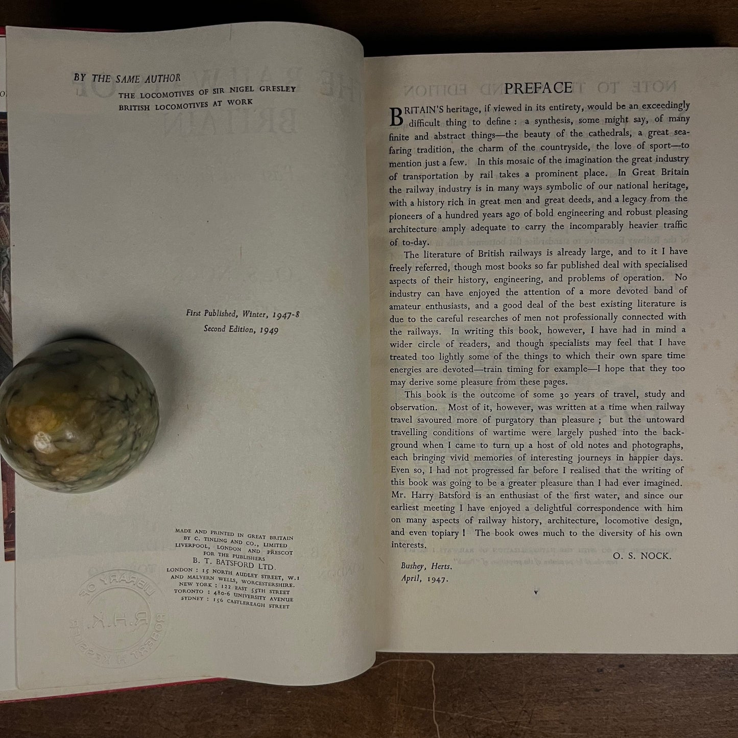 The Railways of Britain: Past and Present by O. S. Nock (1949) Vintage Hardcover Book