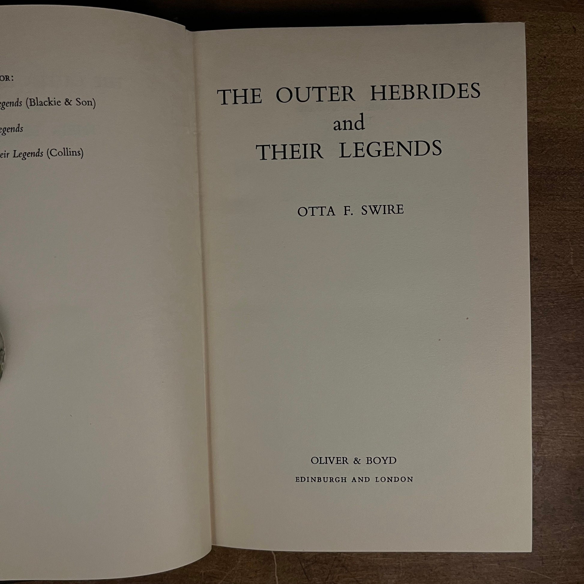 First Printing - The Outer Hebrides and their Legends by Otta F. Swire (1966) Vintage Hardcover Book