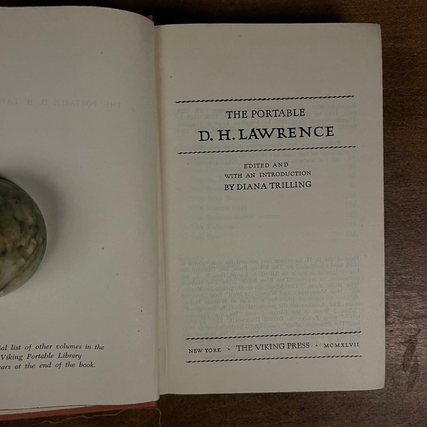 Viking Portable Library - The Portable D. H. Lawrence (1947) Vintage Hardcover Book