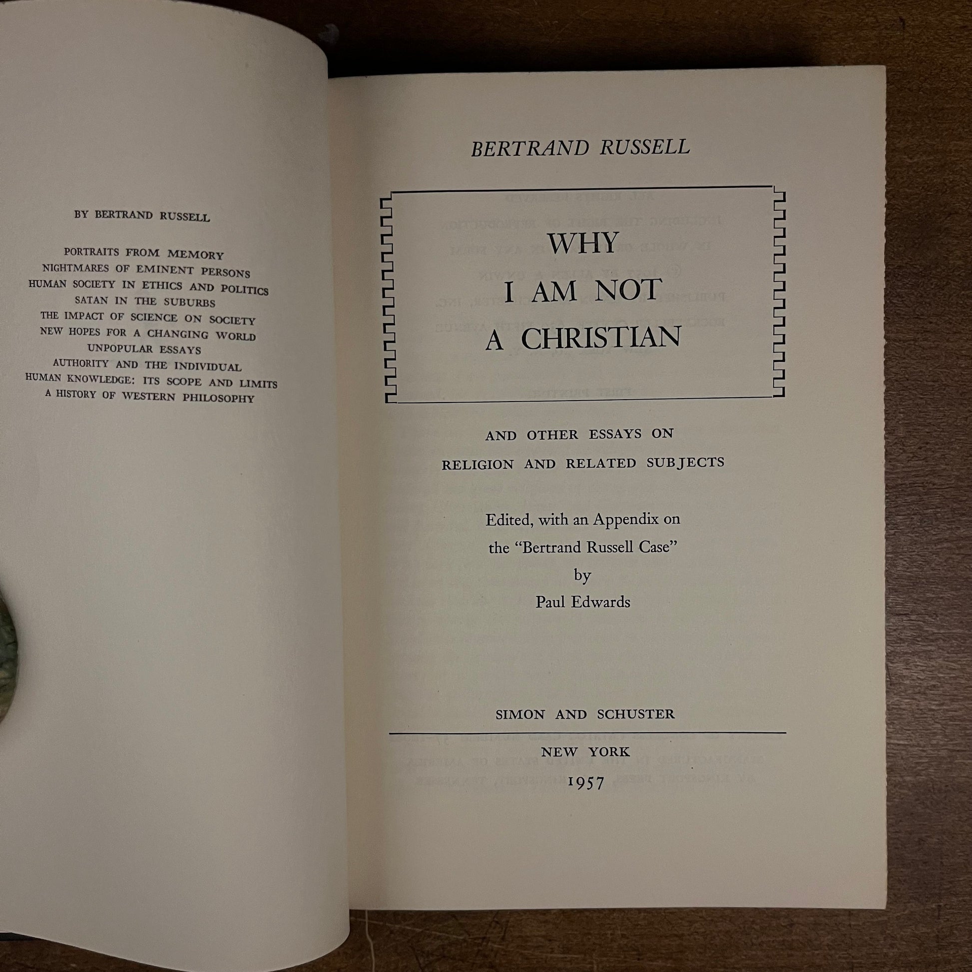 First Printing - Why I Am Not A Christian: And other essays on religion & related subjects by Bertrand Russell (1957) Vintage Hardcover Book