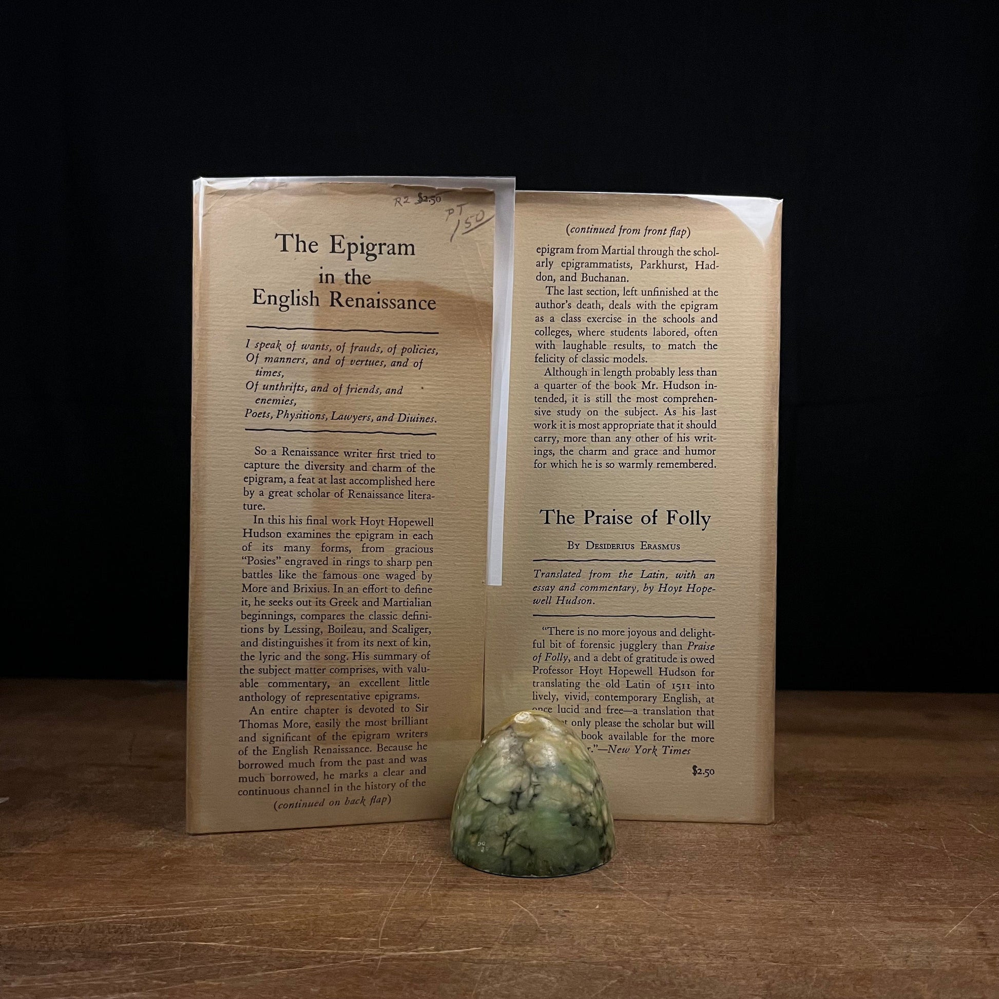 First Printing - The Epigram in the English Renaissance by Hoyt Hopewell Hudson (1947) Vintage Hardcover Book