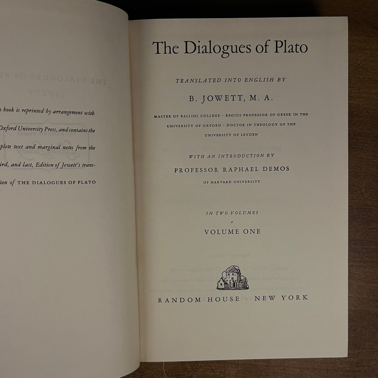 The Dialogues of Plato: In Two Volumes by B. Jowett (1937) Vintage Hardcover Book Collection