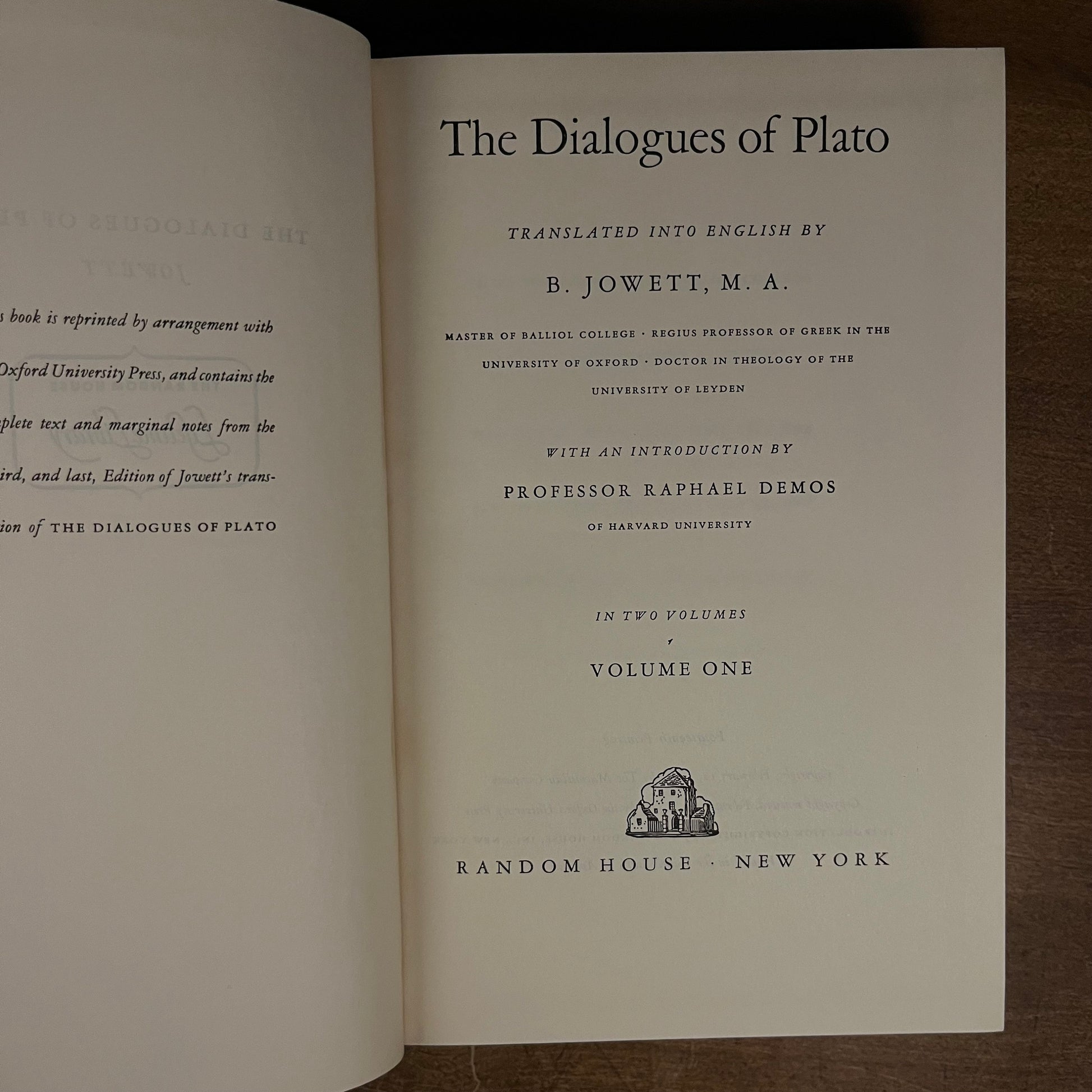 The Dialogues of Plato: In Two Volumes by B. Jowett (1937) Vintage Hardcover Book Collection