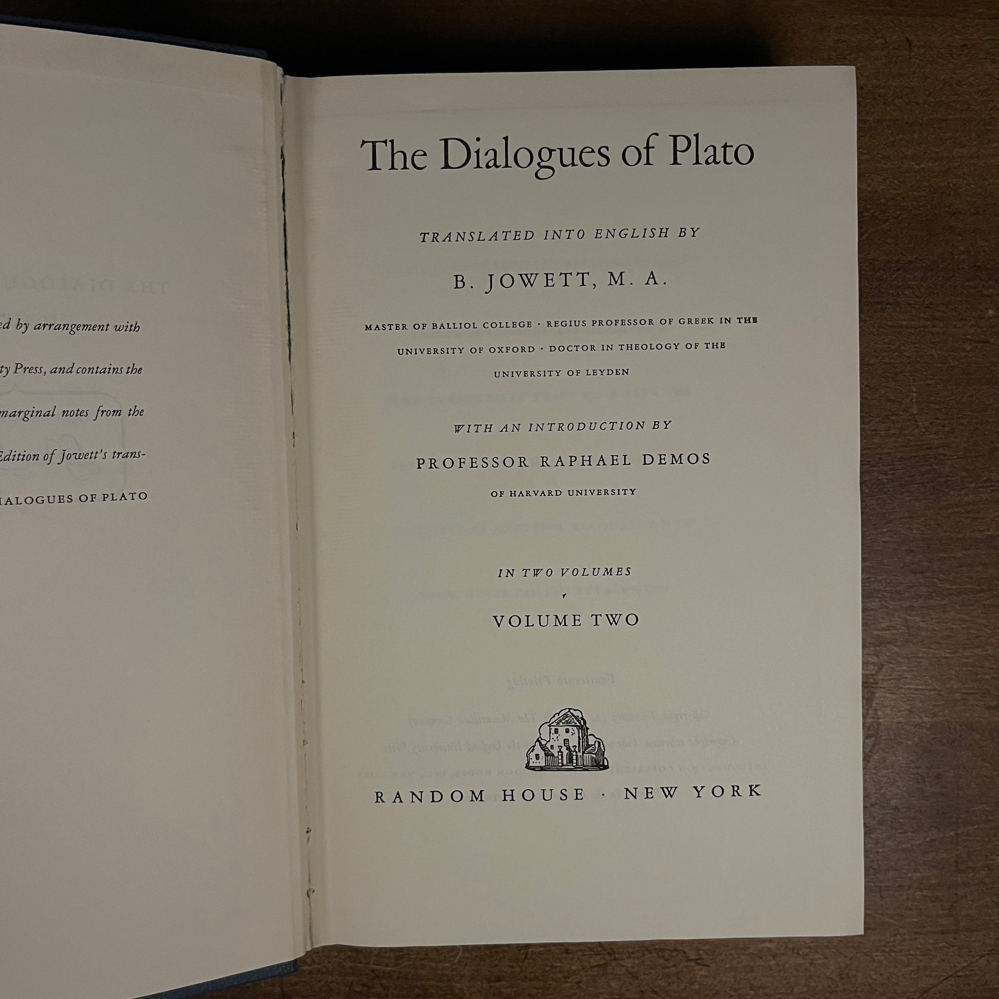 The Dialogues of Plato: In Two Volumes by B. Jowett (1937) Vintage Hardcover Book Collection